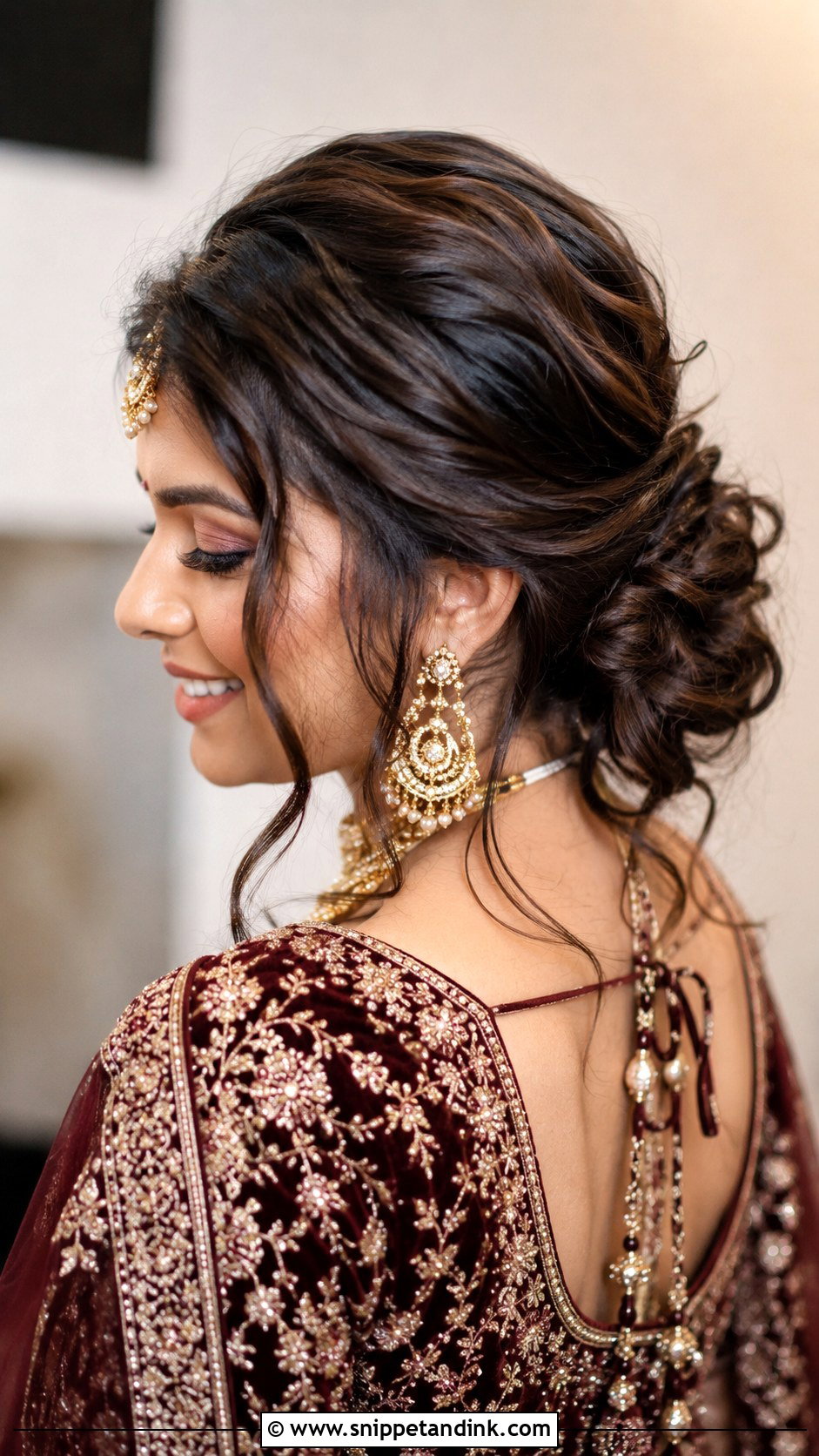 Low Messy Bun for Bride - Snippet and Ink - 25 Indian Bun Hairstyles for Wedding