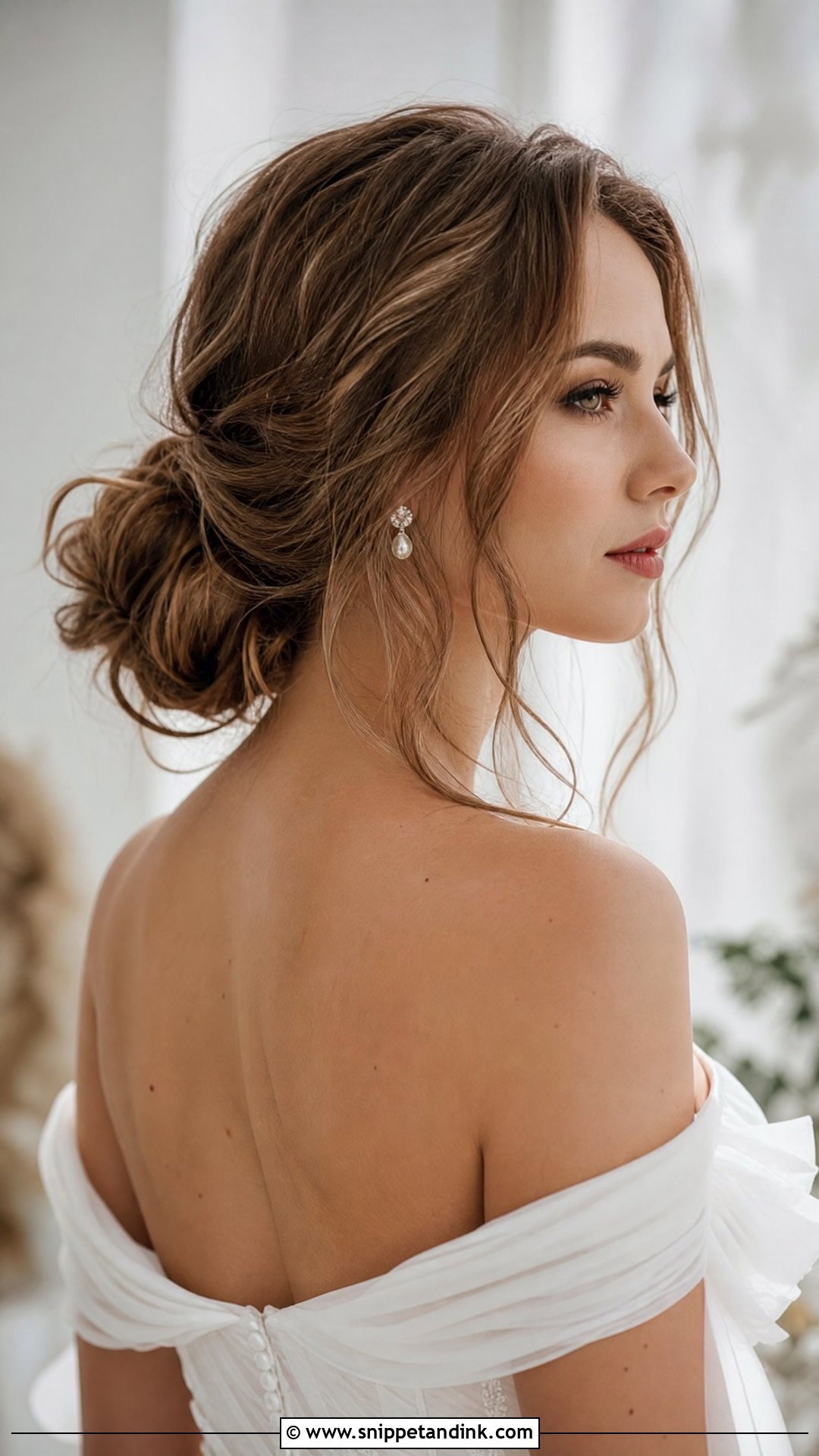 Low Messy Bun for Brides - Snippet and Ink - 20 Messy Bun Bridal Hair Ideas