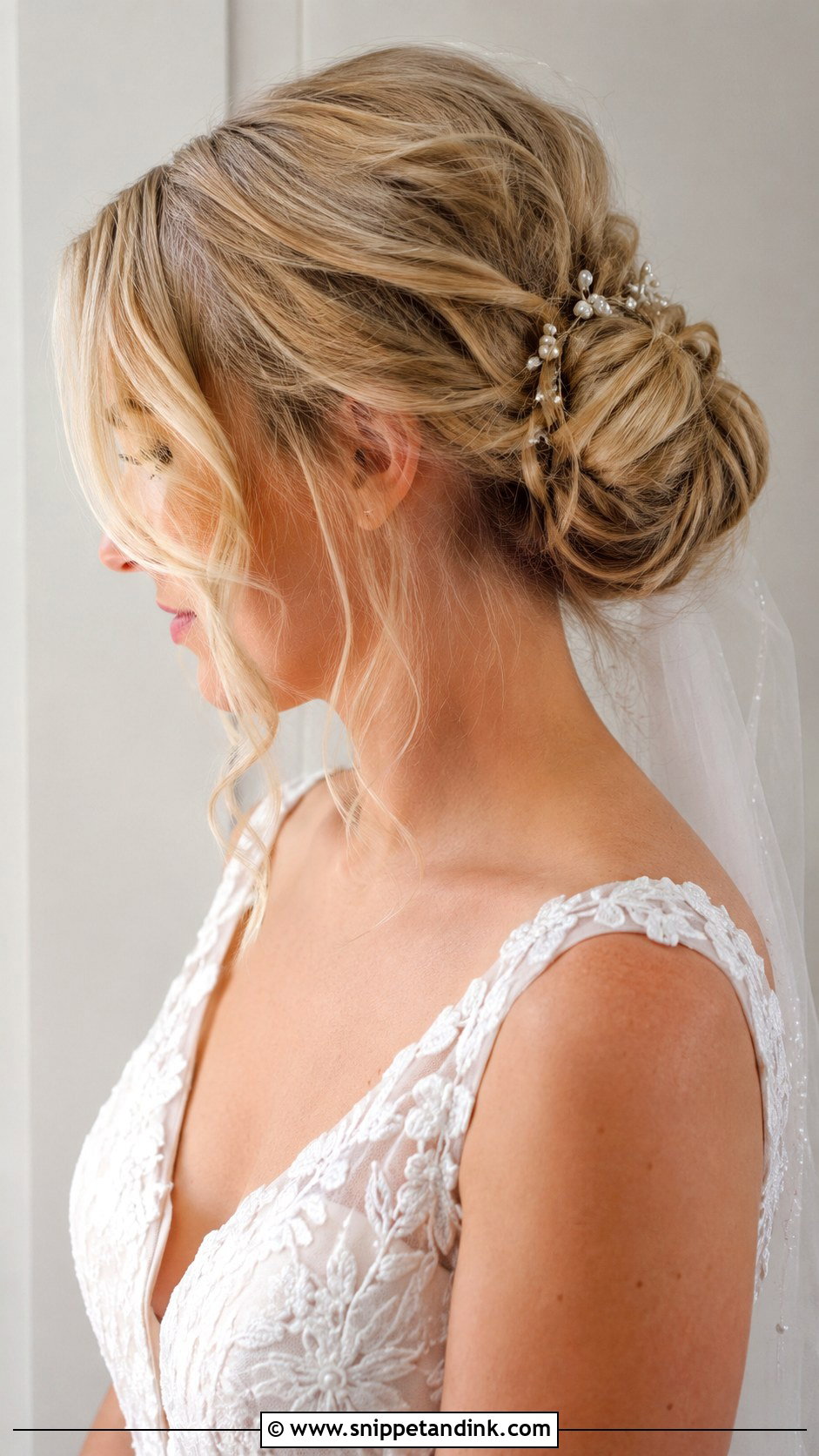 Low Messy Bun for Fine Hair - Snippet and Ink - 25 Fine Hair Wedding Updo Ideas