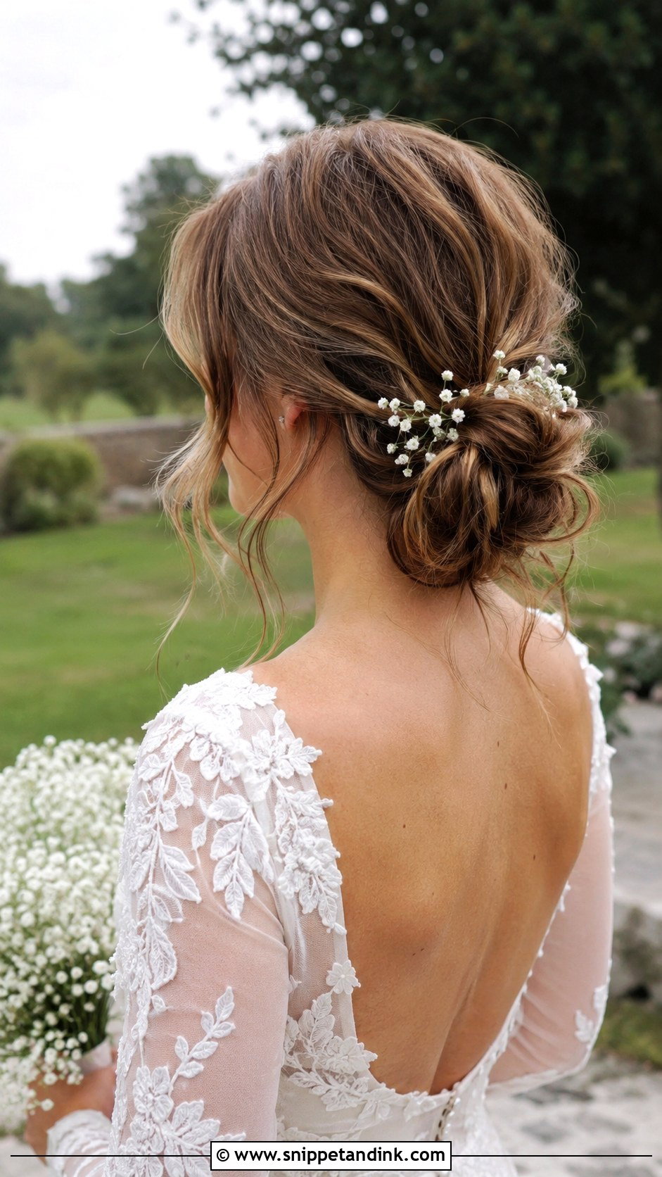 Low Messy Bun for Short Hair - Snippet and Ink - 20 Short Hair Updo for Wedding Ideas