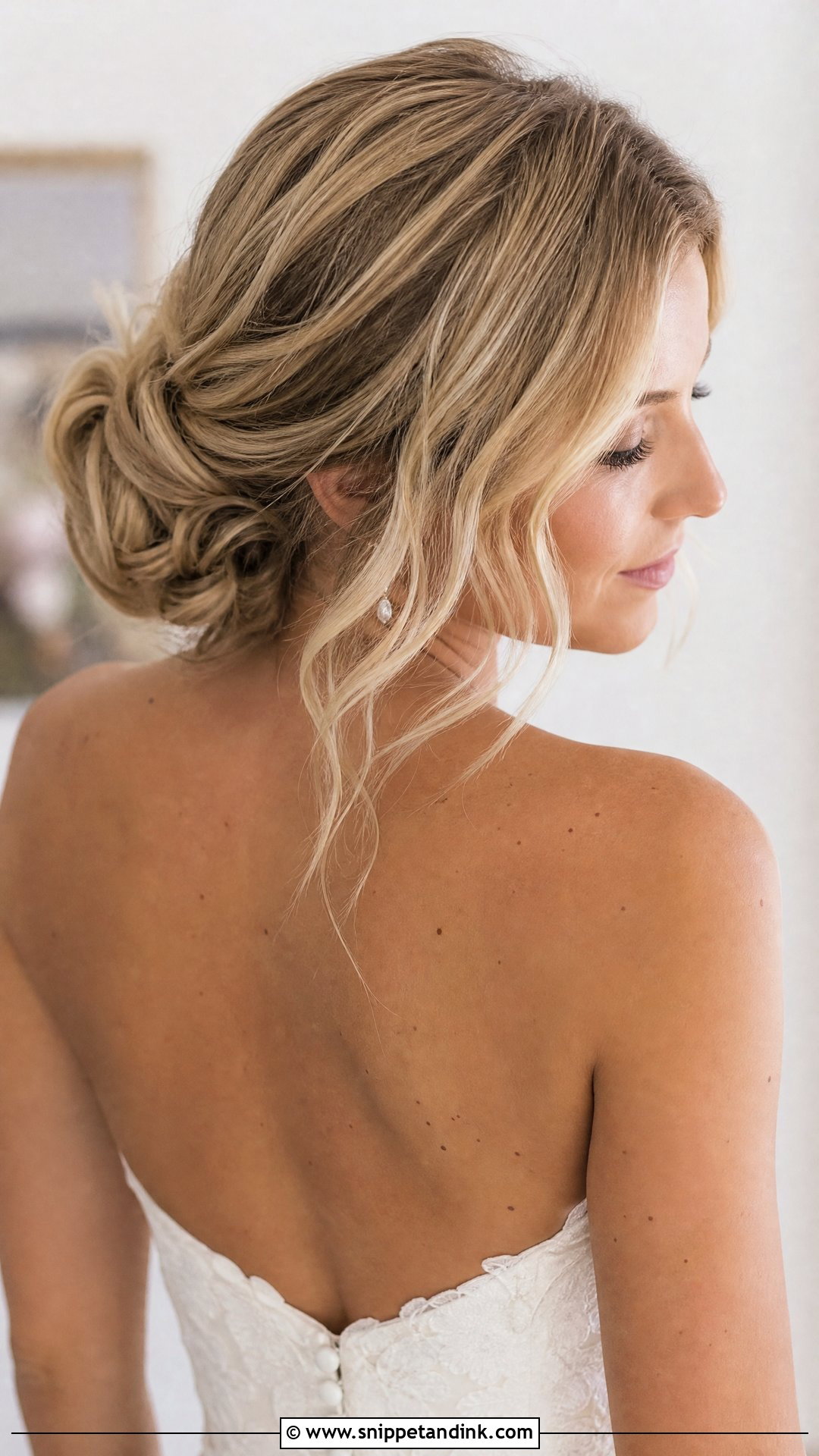 Low Messy Bun for Wedding - Snippet and Ink - 20 Messy Hair Bun for Wedding Ideas