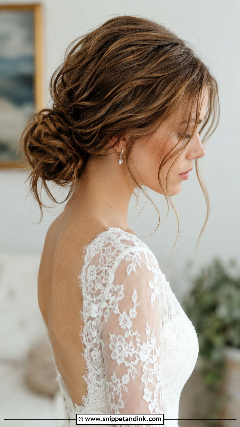 Low Messy Bun for Wedding - Snippet and Ink - 25 Messy Bun Hairstyles for Wedding