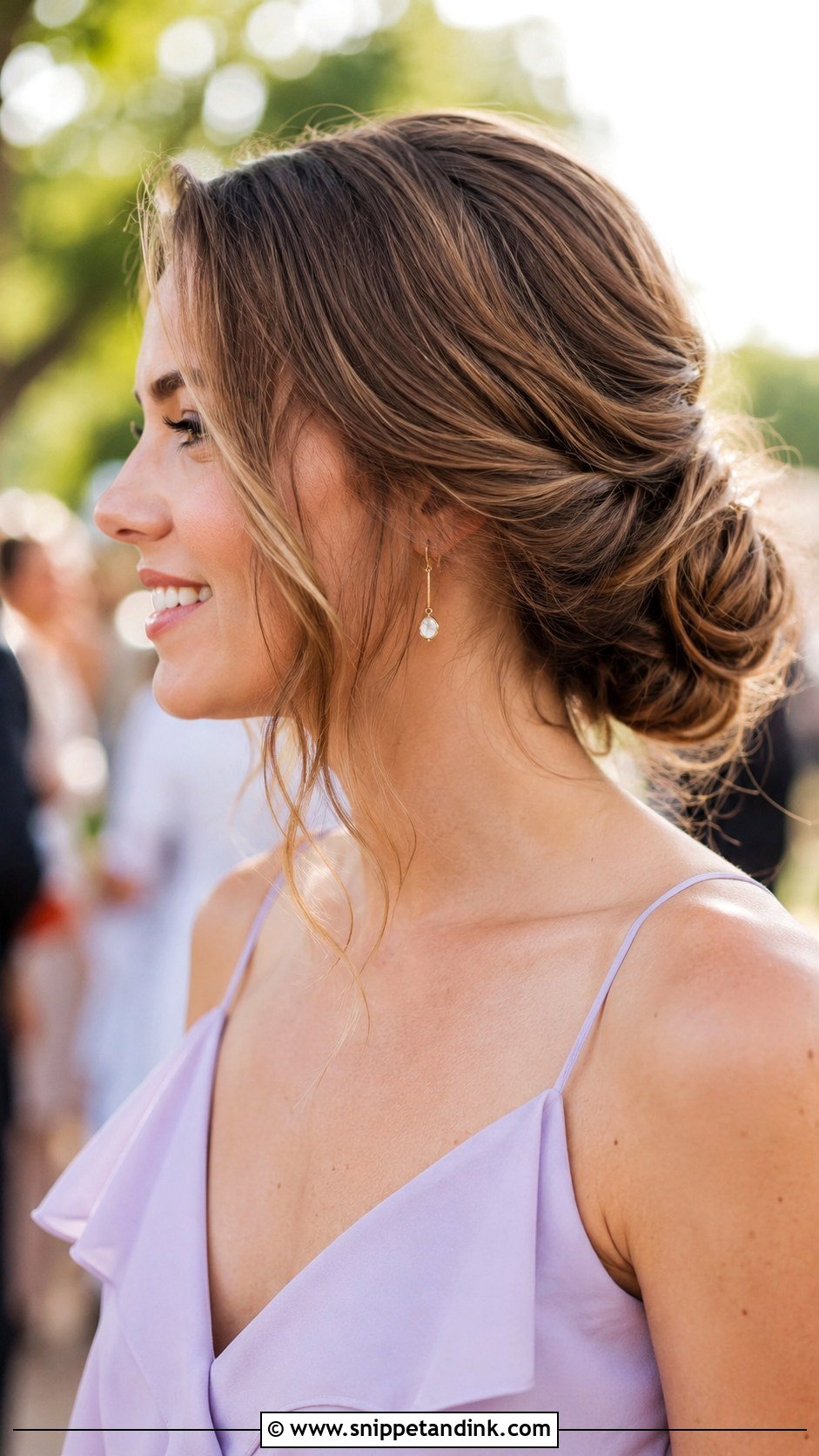Low Messy Bun for Wedding Guest - Snippet and Ink - 20 Wedding Guest Bun Hairstyles