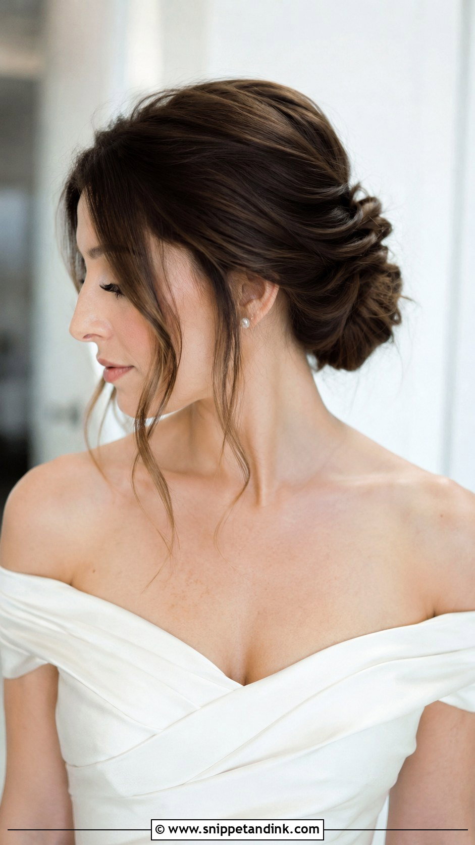 Low Messy Chignon Wedding Hair - Snippet and Ink - 15 Low Messy Updo Wedding Ideas