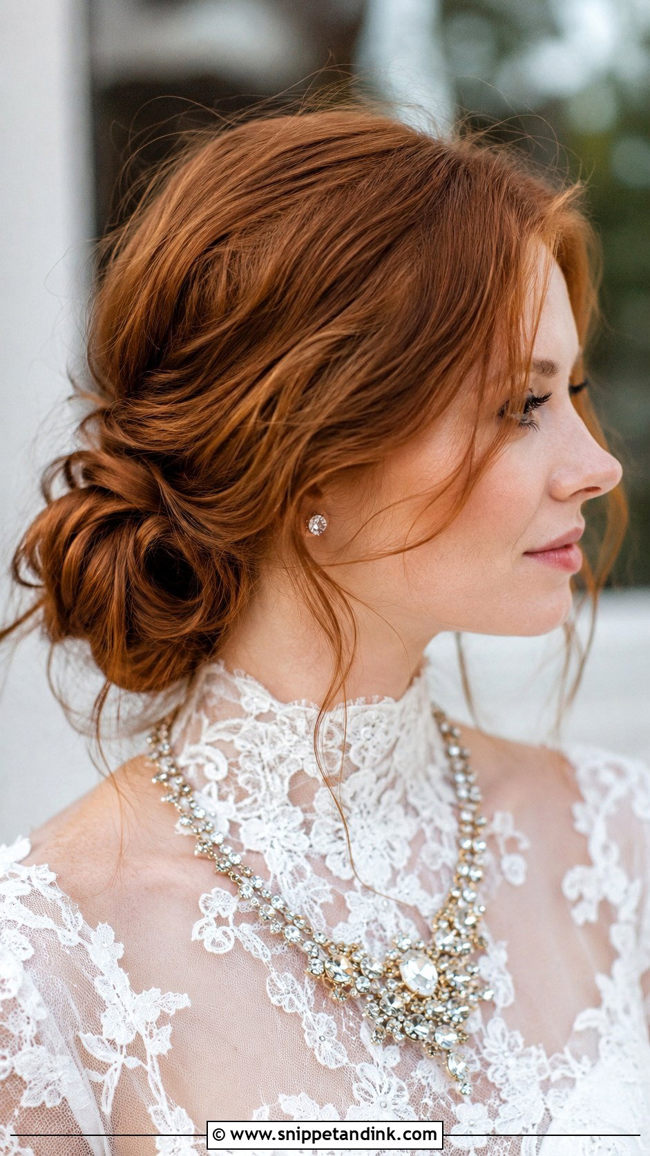 Low Messy Chignon - Snippet and Ink - 20 Bridal Messy Bun Hairstyles
