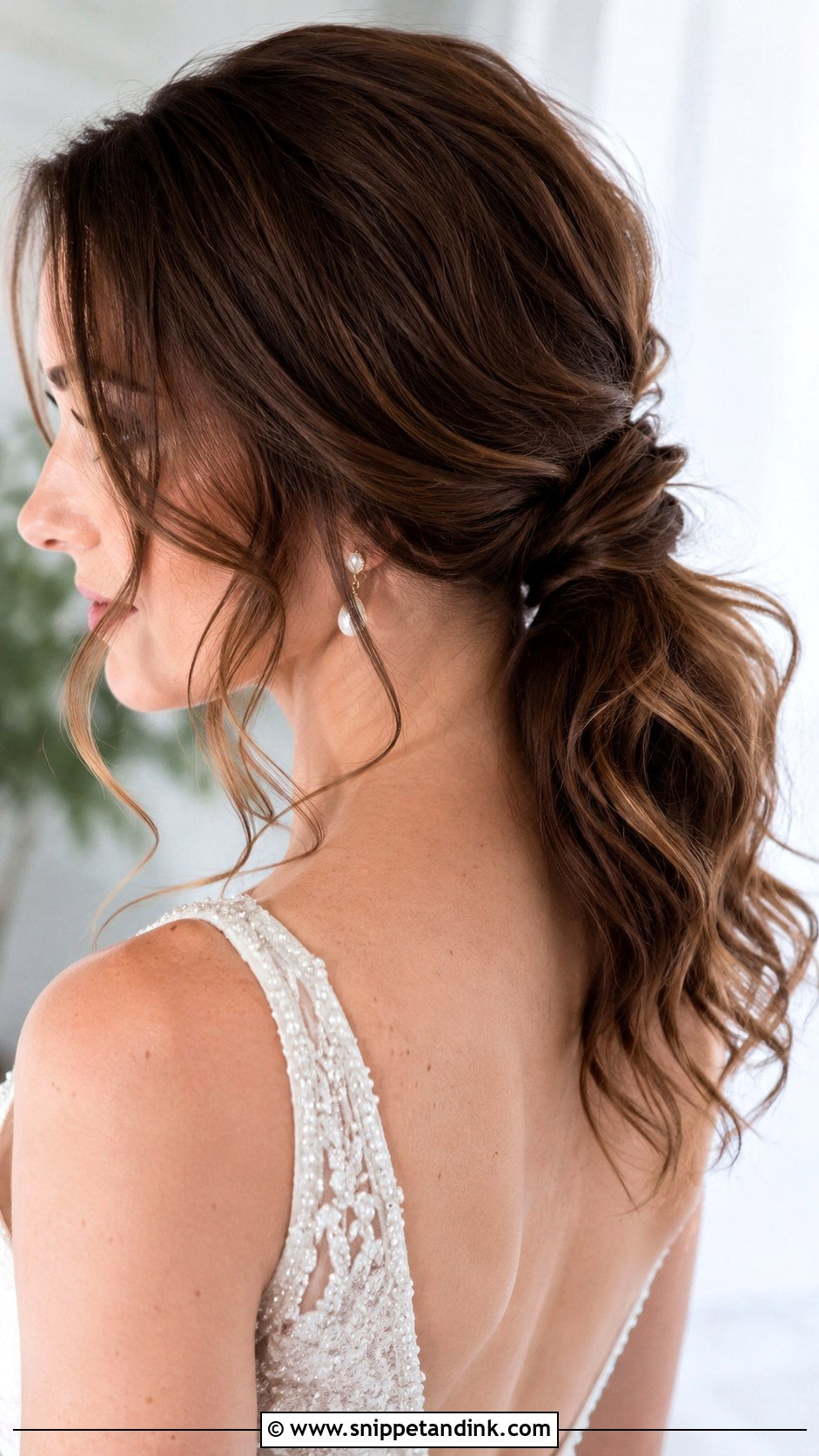 Low Messy Ponytail Wedding Hairstyle - Snippet and Ink - 15 Messy Ponytail Wedding Hairstyles