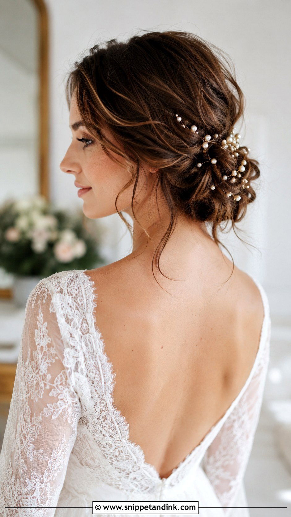 Low Messy Updo Bob - Snippet and Ink - 25 Short Bob Wedding Hairstyles