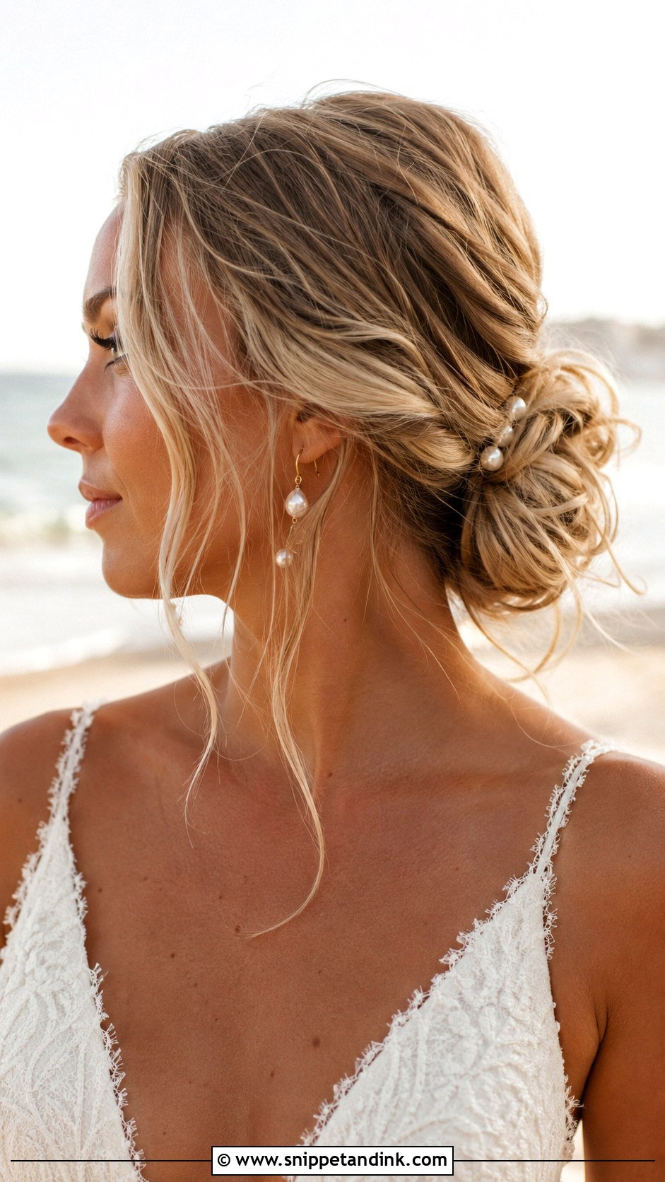 Low Messy Updo For Beach Wedding - Snippet and Ink - 15 Low Messy Updo Wedding Ideas