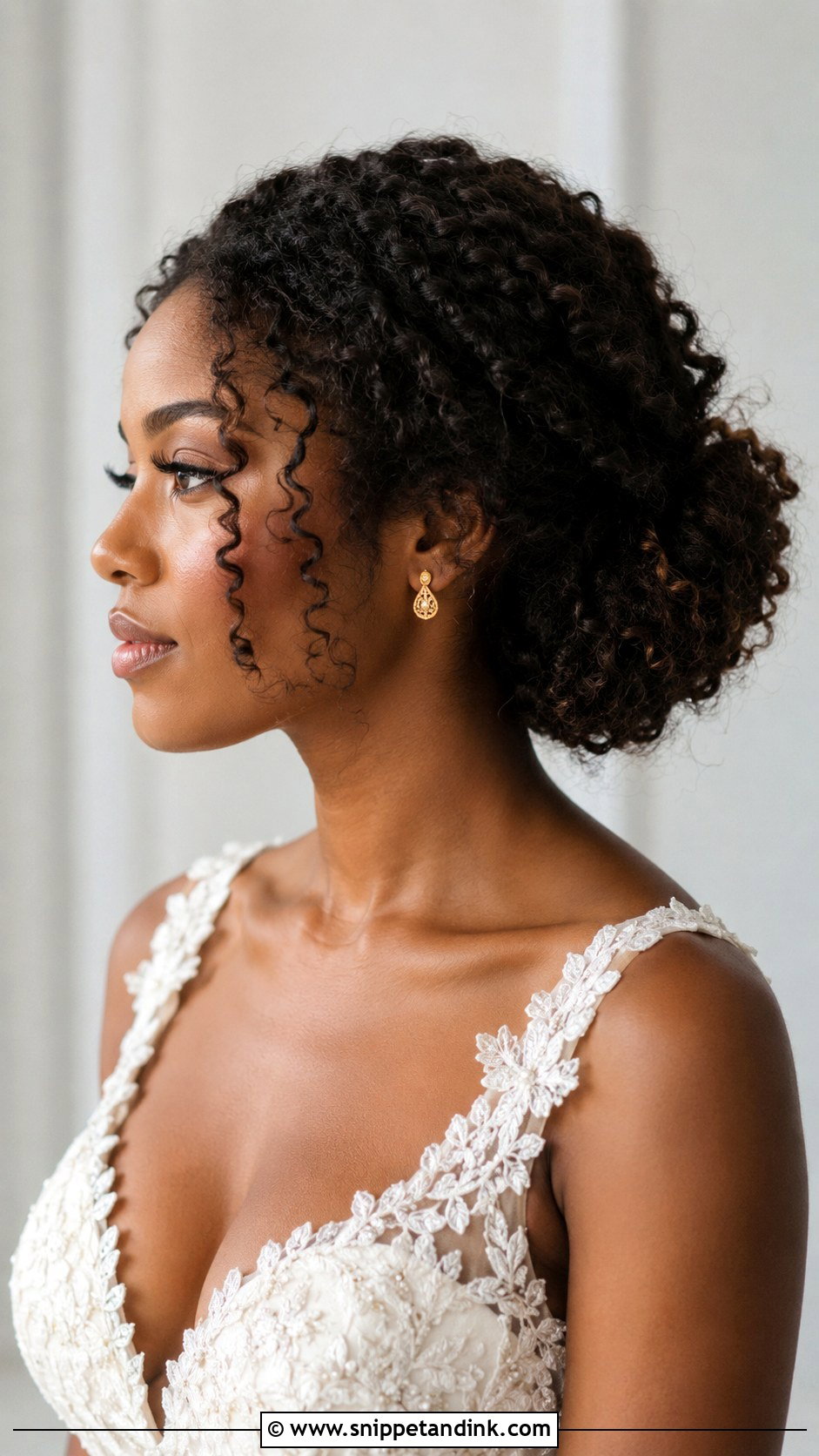 Low Messy Updo For Curly Hair - Snippet and Ink - 15 Low Messy Updo Wedding Ideas