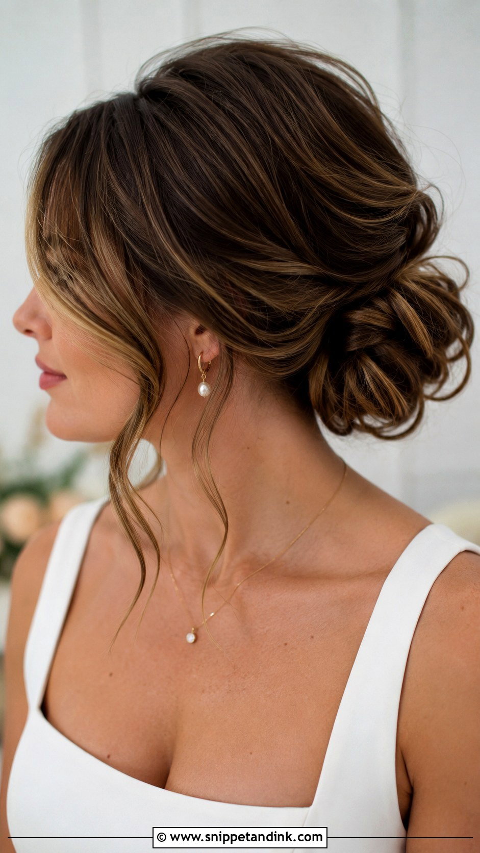 Low Messy Updo For Long Hair - Snippet and Ink - 15 Low Messy Updo Wedding Ideas