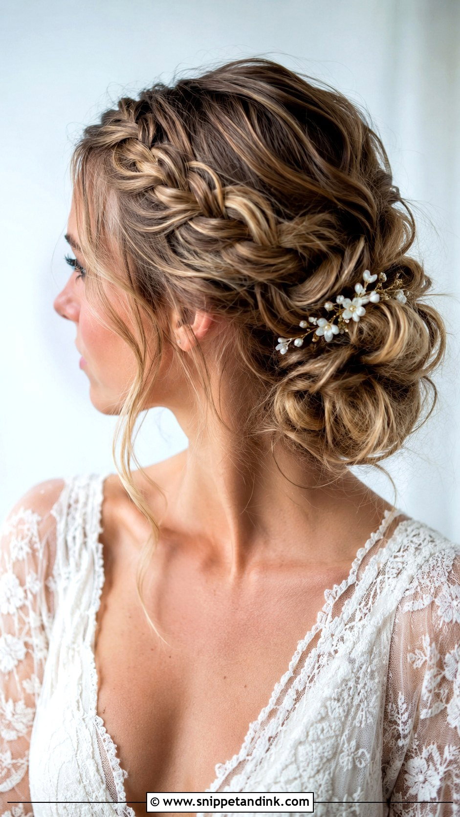 Low Messy Updo With Braids - Snippet and Ink - 15 Low Messy Updo Wedding Ideas