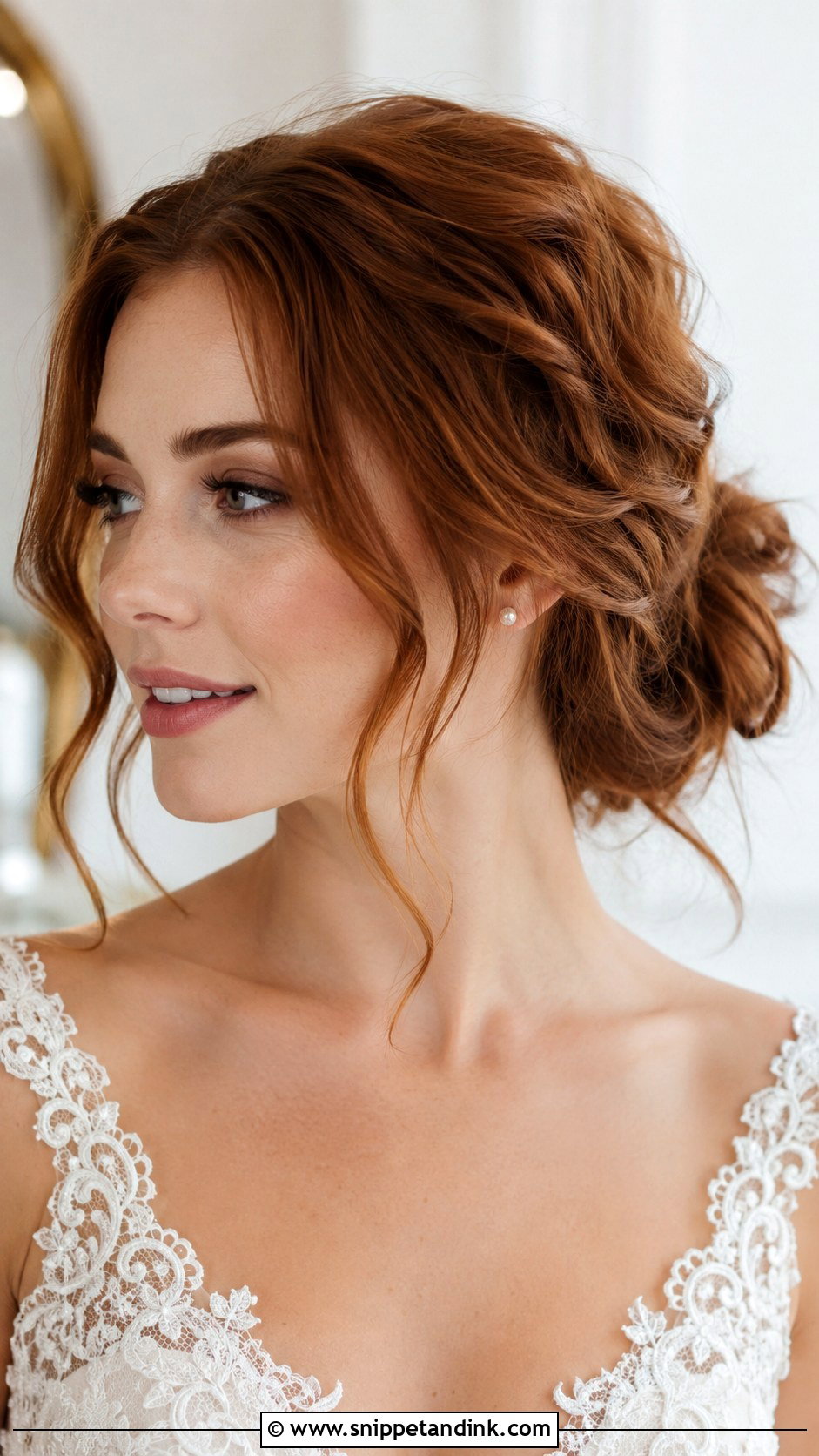 Low Messy Updo With Face Framing Pieces - Snippet and Ink - 15 Low Messy Updo Wedding Ideas