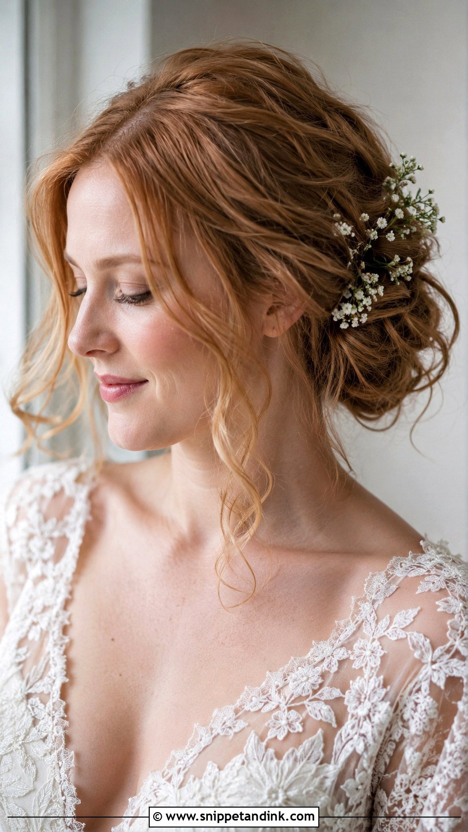 Low Messy Updo With Flowers - Snippet and Ink - 15 Low Messy Updo Wedding Ideas