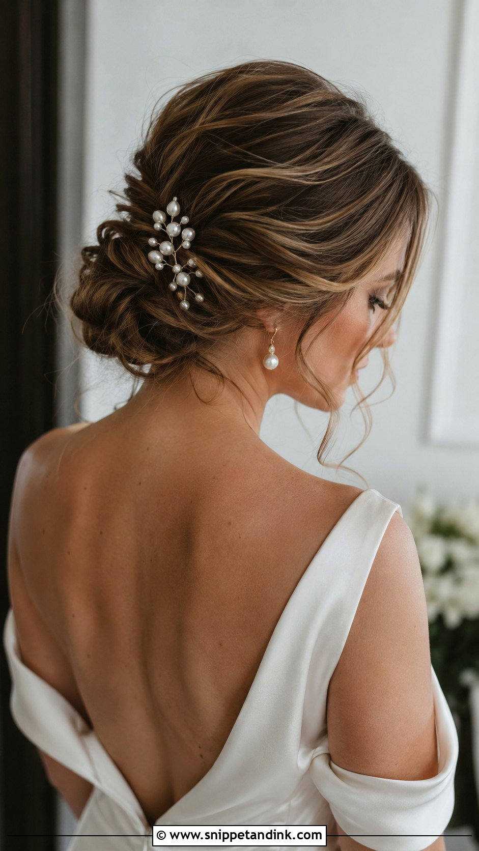 Low Messy Updo With Hair Pins - Snippet and Ink - 15 Low Messy Updo Wedding Ideas
