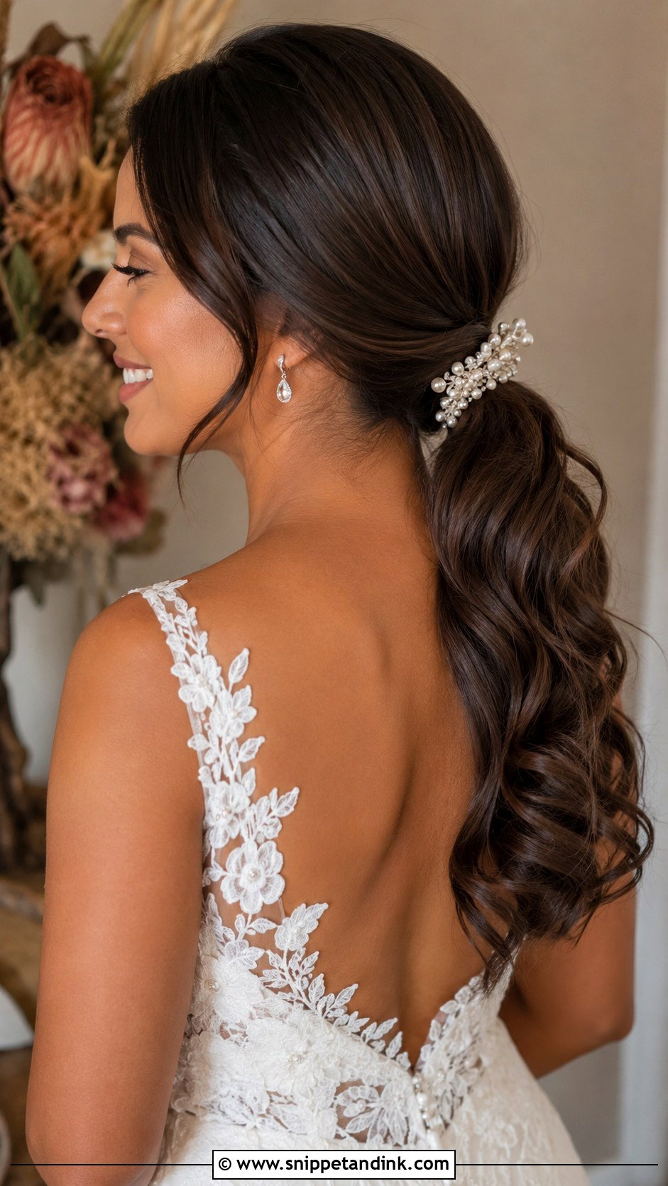 Low Pony Bridal Hair For Medium Hair - Snippet and Ink - 20 Low Pony Bridal Hair Ideas