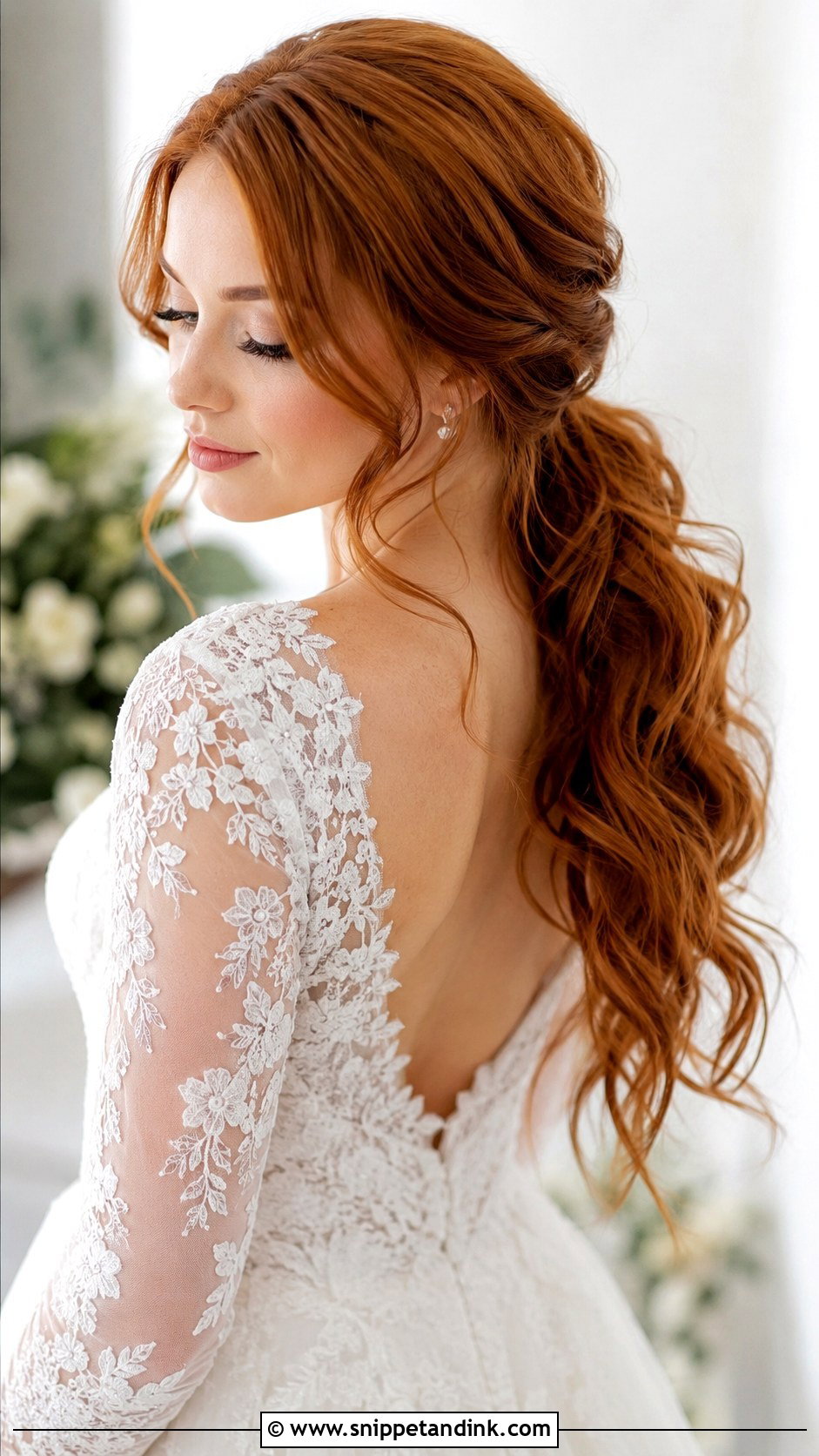 Low Pony Bridal Hair With Face Framing Pieces - Snippet and Ink - 20 Low Pony Bridal Hair Ideas