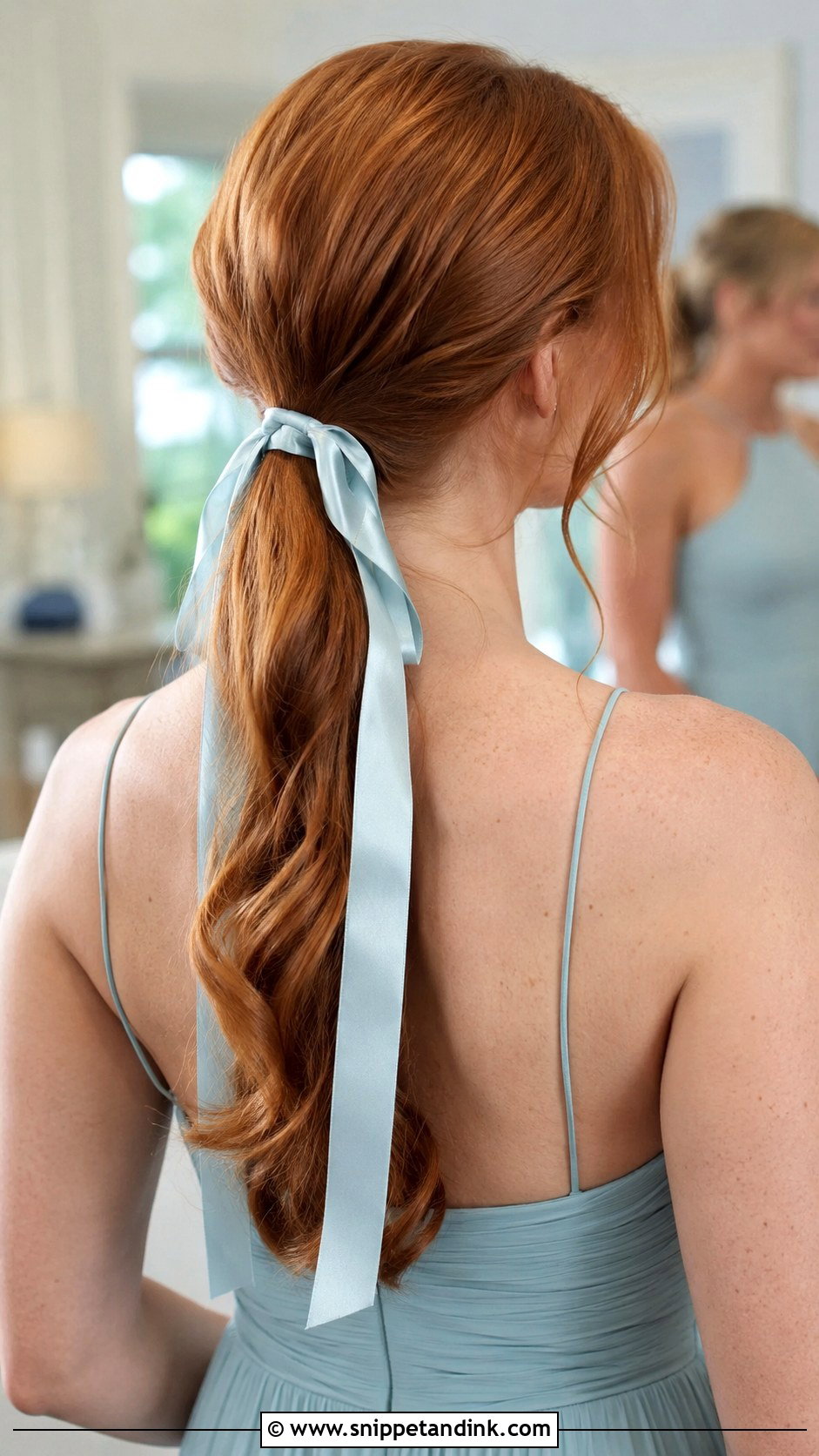Low Pony Bridesmaid Hair With Ribbon - Snippet and Ink - 20 Low Pony Bridesmaid Hair Ideas