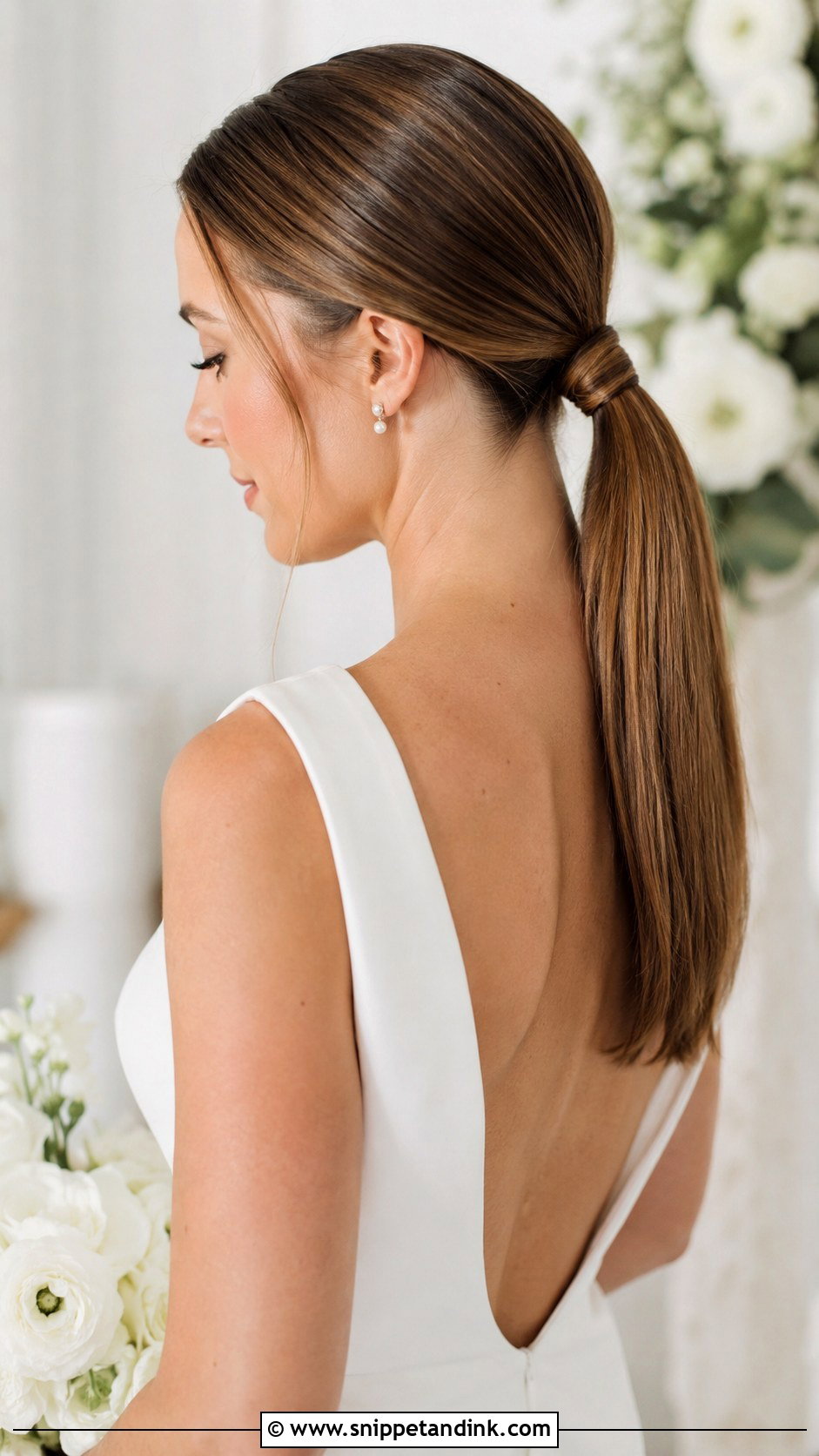 Low Ponytail Bridal Hairstyle - Snippet and Ink - 20 Spring Wedding Hair Ideas