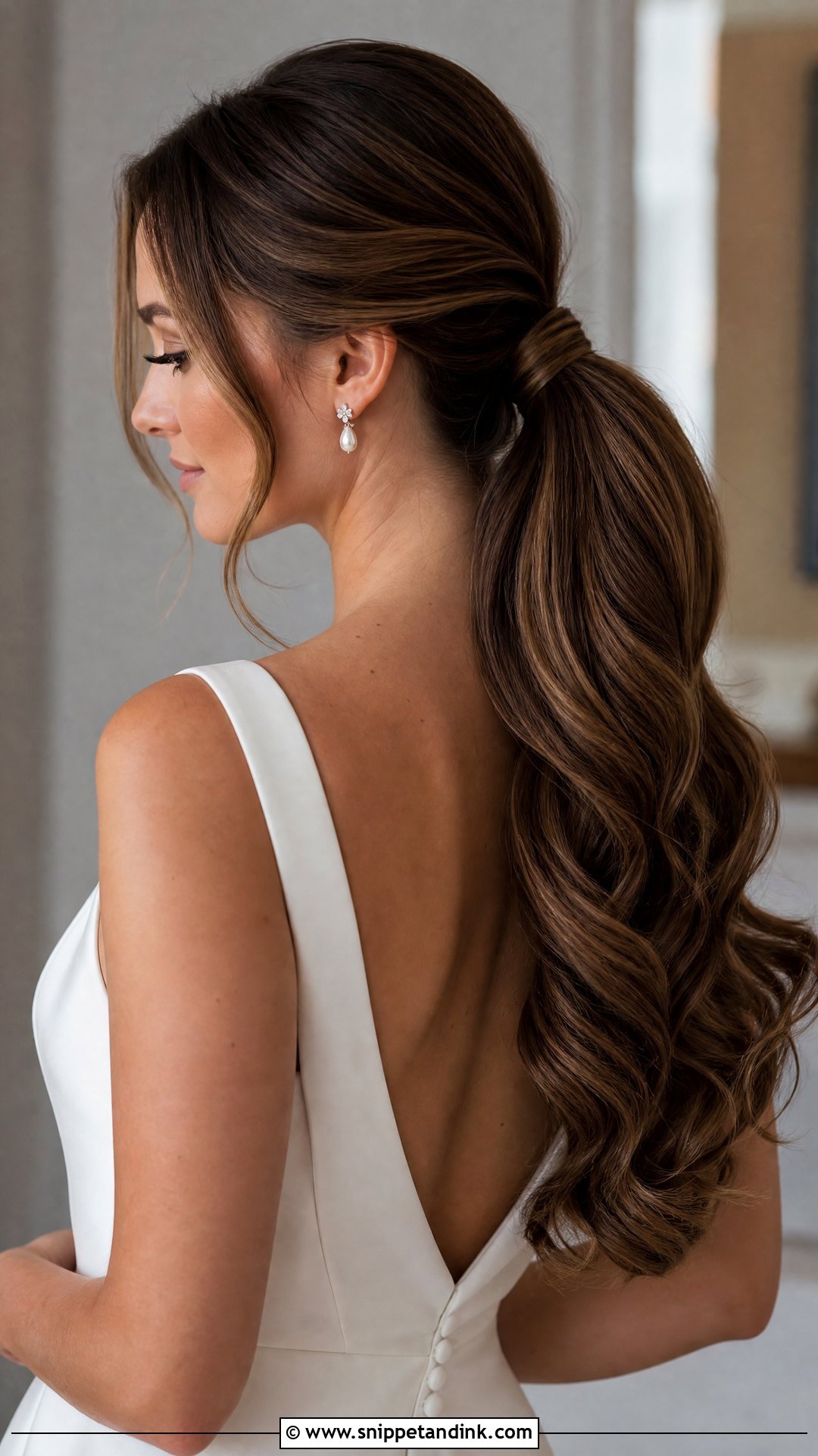Low Ponytail Bridal Hairstyle For Long Hair - Snippet and Ink - 15 Elegant Bridal Hairstyles for Long Hair