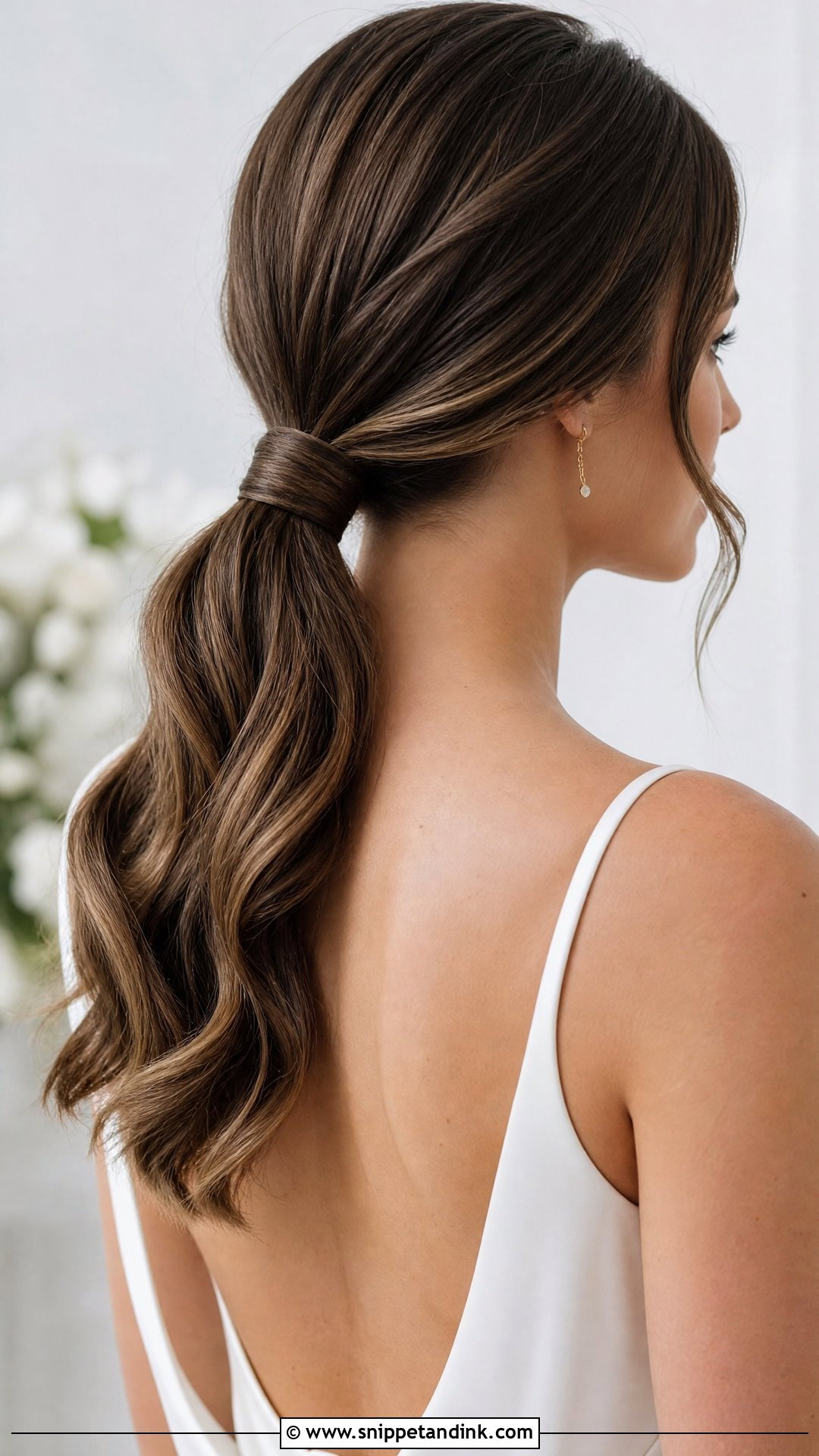 Low Ponytail Bridal Hairstyle - Snippet and Ink - 20 Shoulder Length Bridal Hairstyles