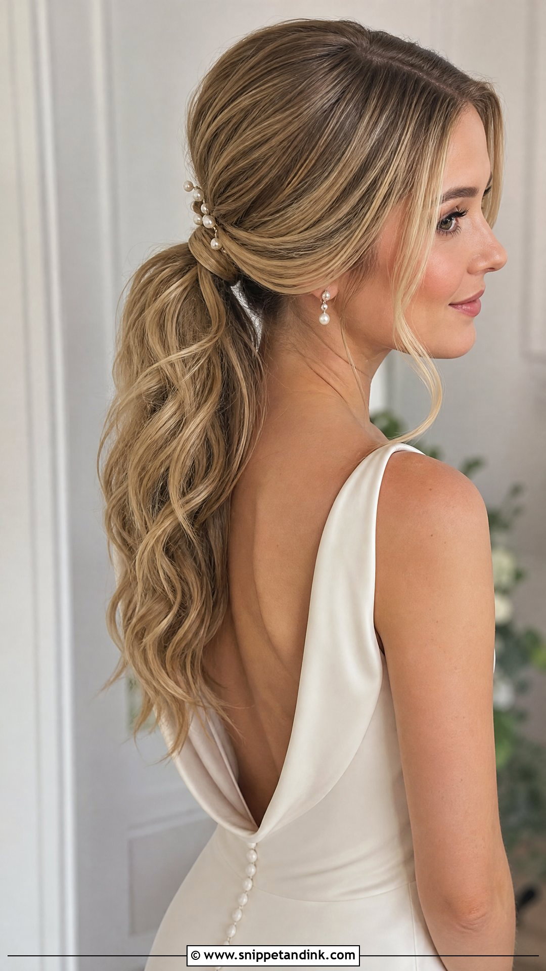 Low Ponytail Bride Hair - Snippet and Ink - 20 Ponytail Bride Hair Ideas