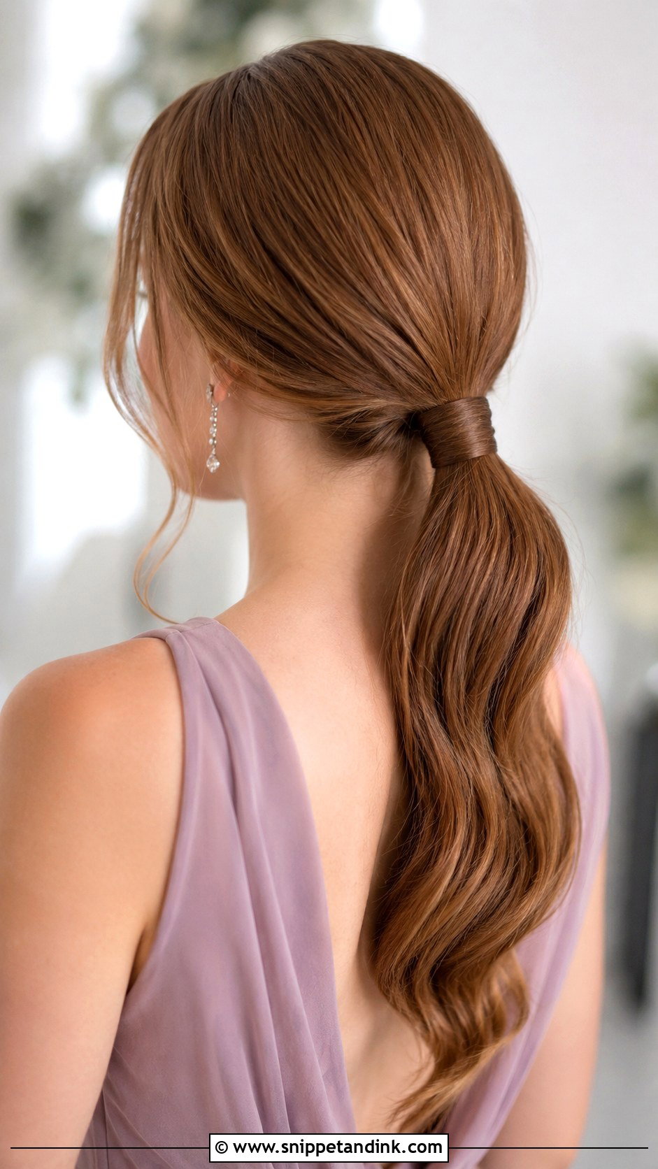 Low Ponytail Bridesmaid Hair - Snippet and Ink - 20 Hair Styles for Long Hair for Wedding Bridesmaid