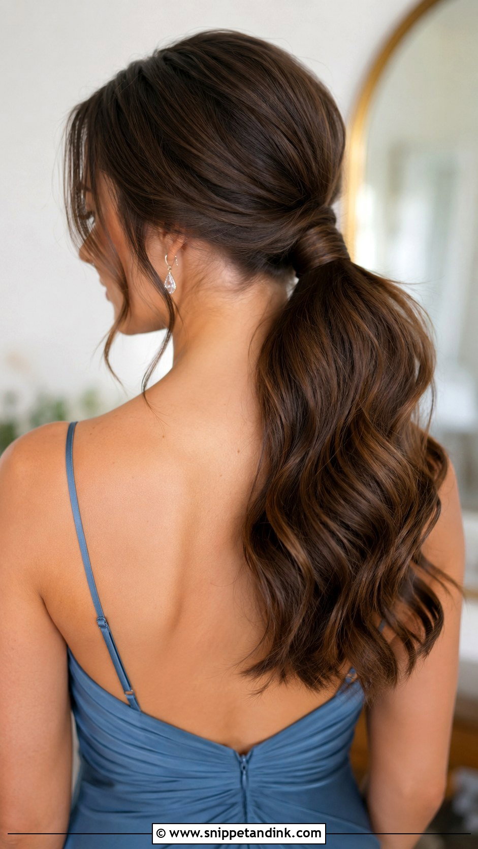Low Ponytail Bridesmaid Hairstyle For Long Hair - Snippet and Ink - 25 Bridesmaid Hairstyles Long Hair