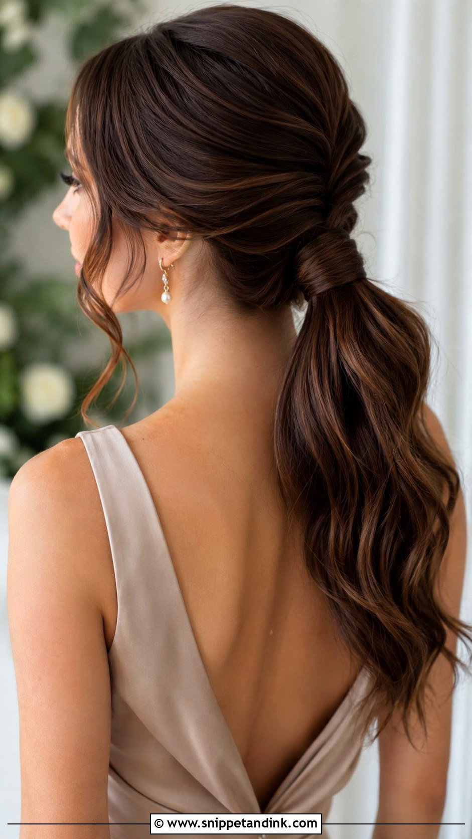 Low Ponytail Bridesmaid Updo - Snippet and Ink - 20 Up Do for Bridesmaid Ideas