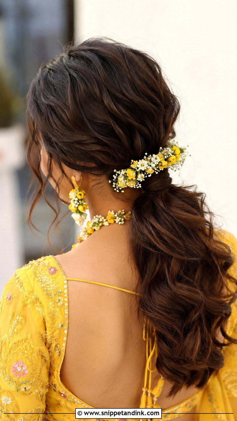 Low Ponytail Hairstyle for Mehendi - Snippet and Ink - 25 Hairstyle for Marriage Function Ideas