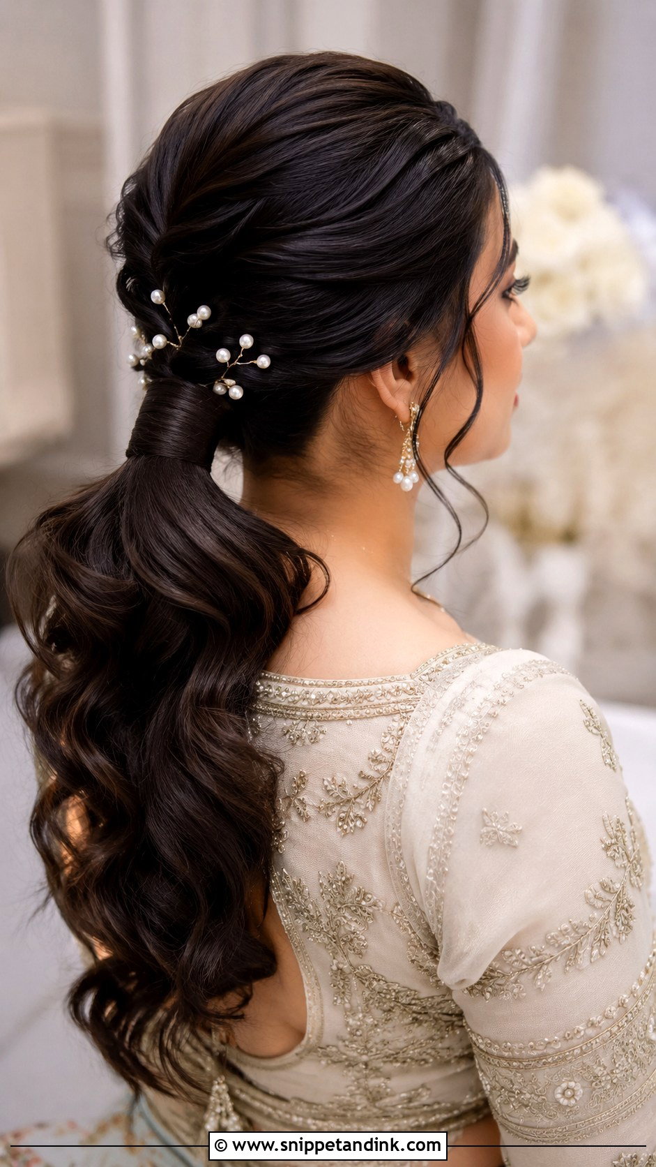 Low Ponytail Mehendi Hairstyle - Snippet and Ink - 15 Mehendi Hairstyles for Bride