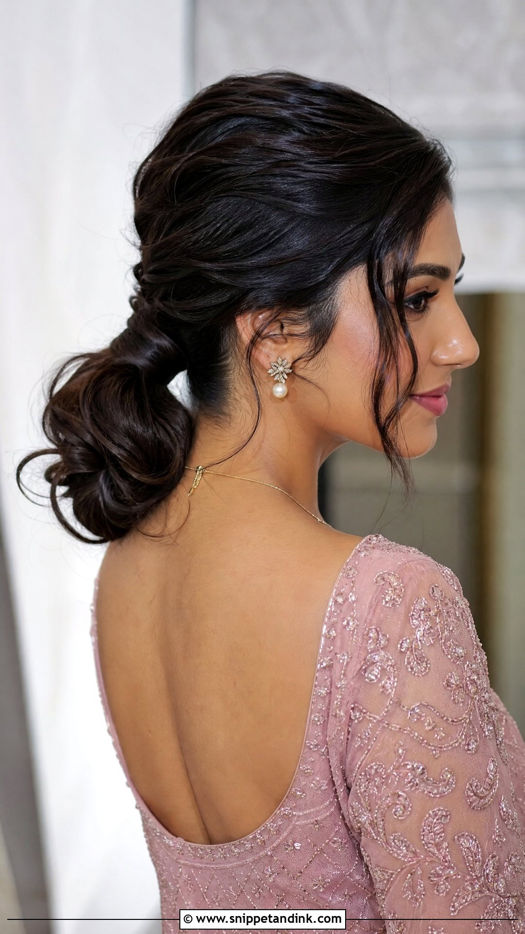 Low Ponytail Updo For Medium Hair - Snippet and Ink - 15 Easy Medium Hair Wedding Guest Updo Ideas