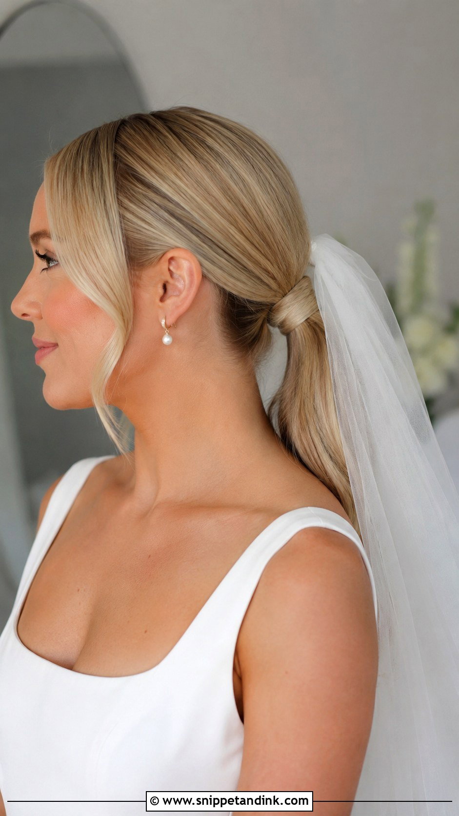 Low Ponytail Updo With Veil - Snippet and Ink - 15 Updos with Veil