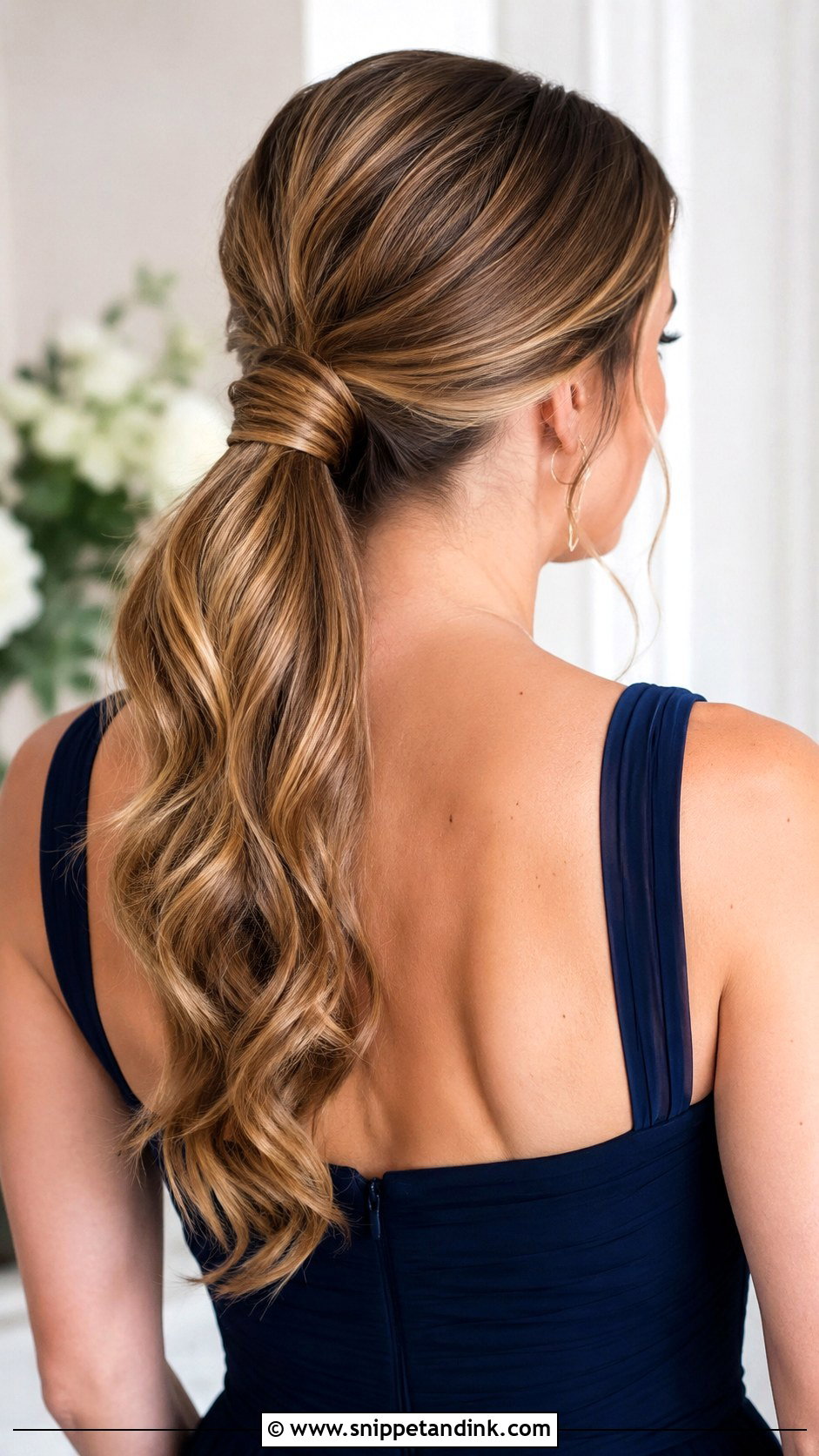 Low Ponytail Upstyle For Long Hair - Snippet and Ink - 15 Upstyles for Long Hair Wedding Guest Ideas