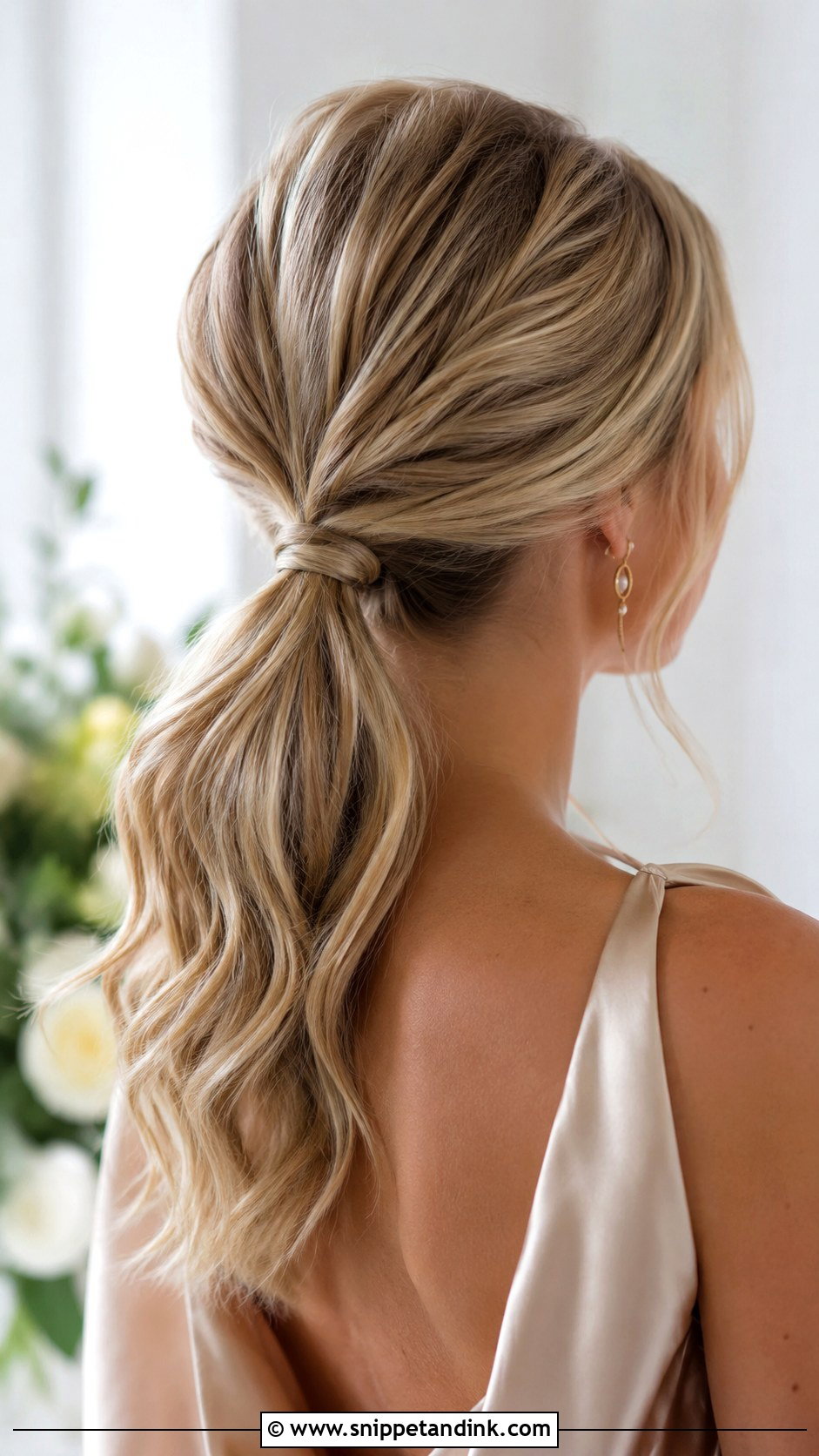 Low Ponytail Wedding Guest Hair - Snippet and Ink - 15 Hairstyles for Friends Wedding