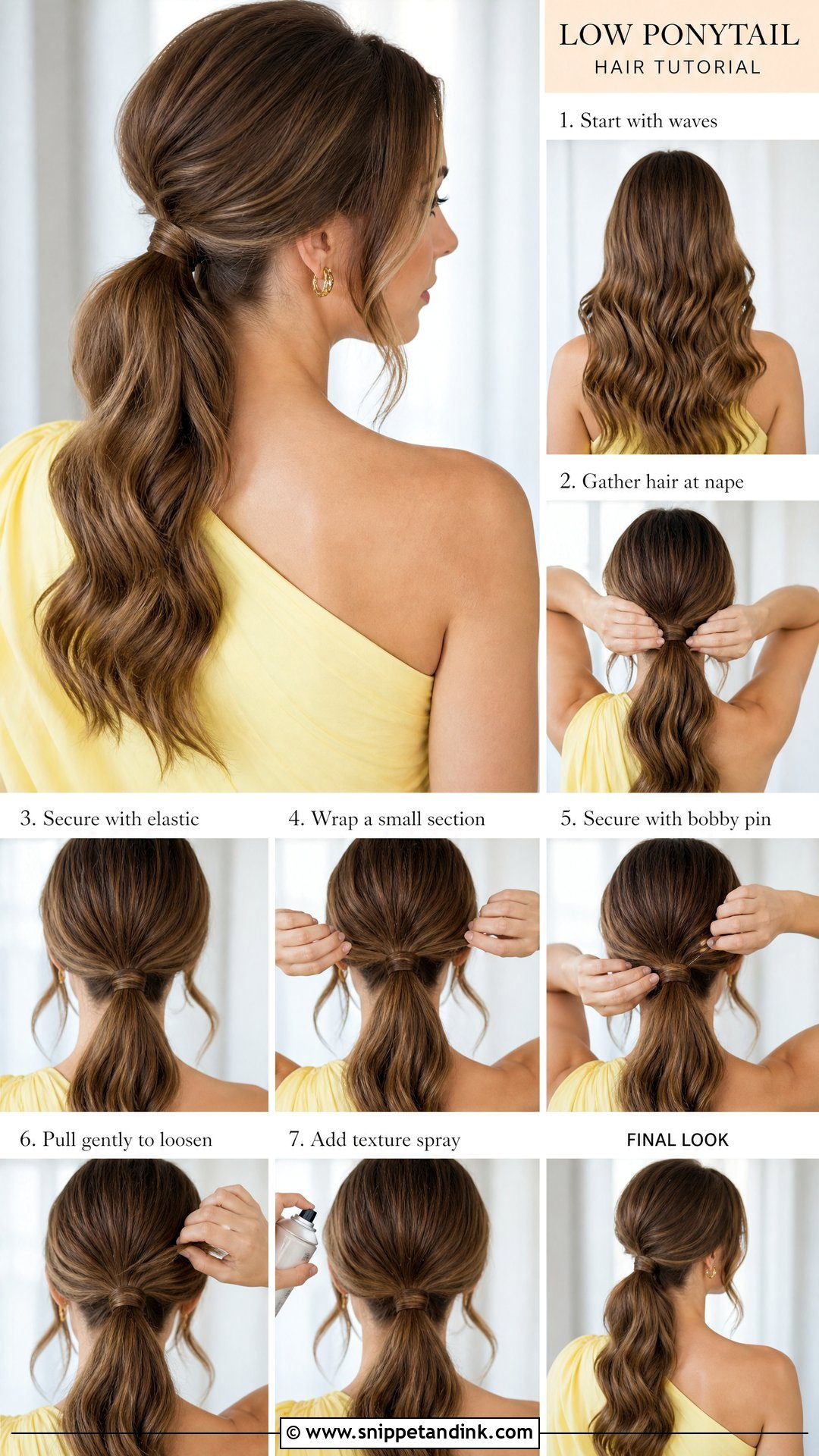 Low Ponytail Wedding Guest Hairstyle Tutorial - Snippet and Ink - 20 Wedding Guest Hairstyles Tutorial