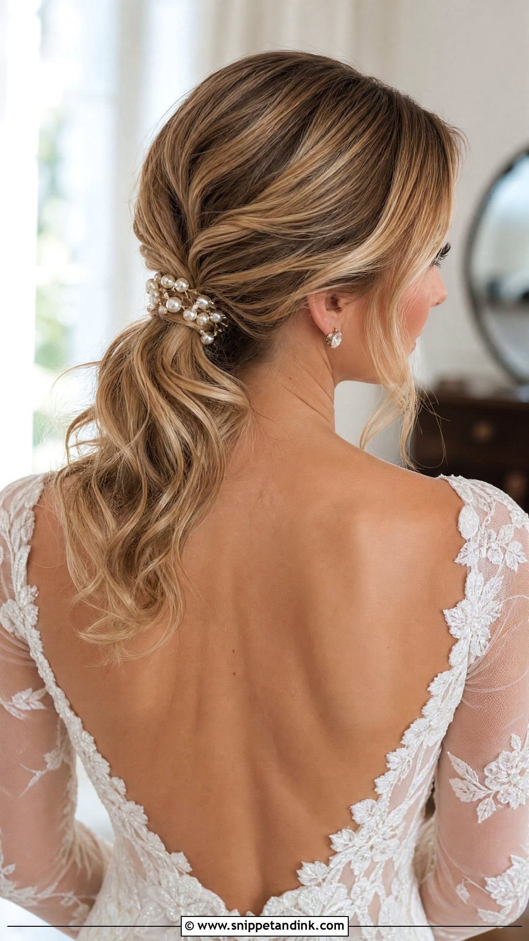 Low Ponytail Wedding Hair - Snippet and Ink - 20 Power Ponytail Wedding Ideas