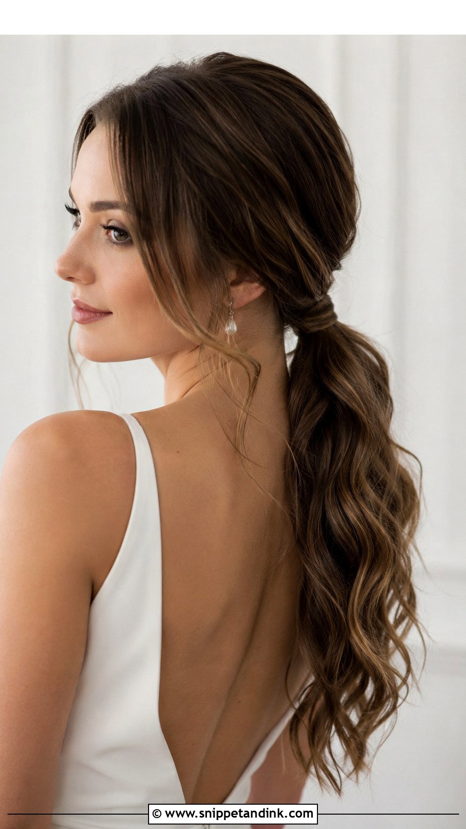 Low Ponytail Wedding Hair - Snippet and Ink - 20 Barbara Palvin Wedding Hair Ideas