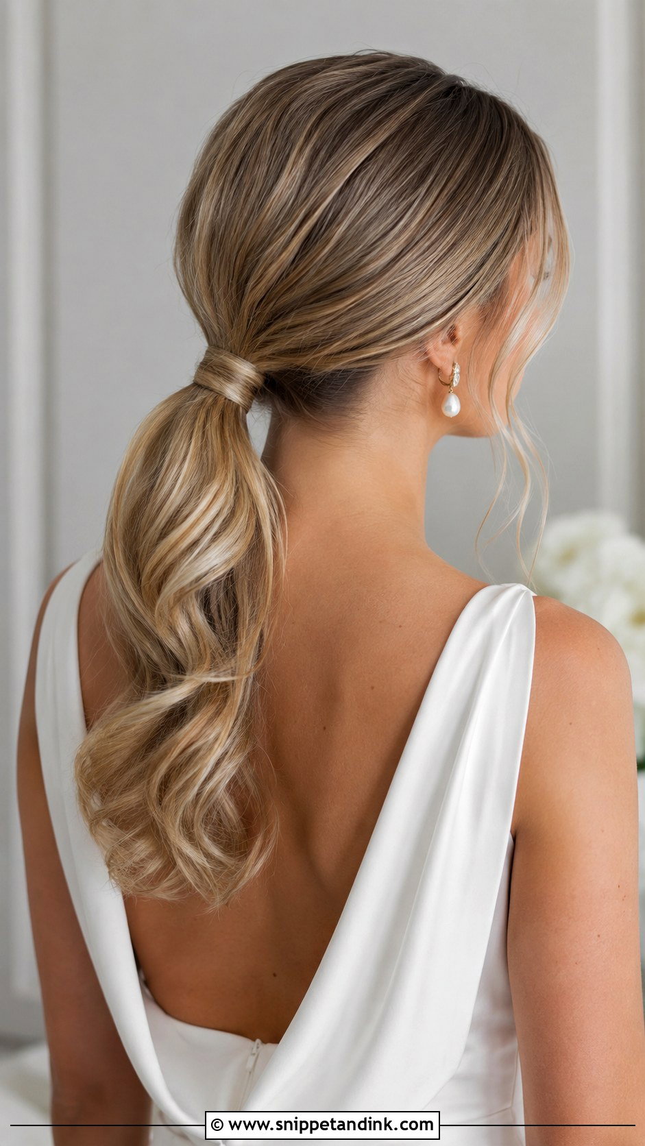 Low Ponytail Wedding Hairstyle - Snippet and Ink - 25 Bridal Hair Inspo Ideas