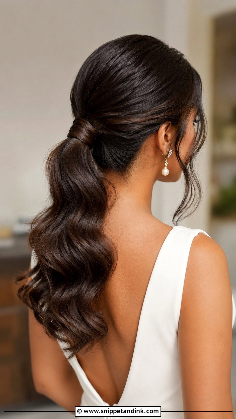 Low Ponytail Wedding Hairstyle - Snippet and Ink - 15 Simple Elegant Wedding Hairstyles