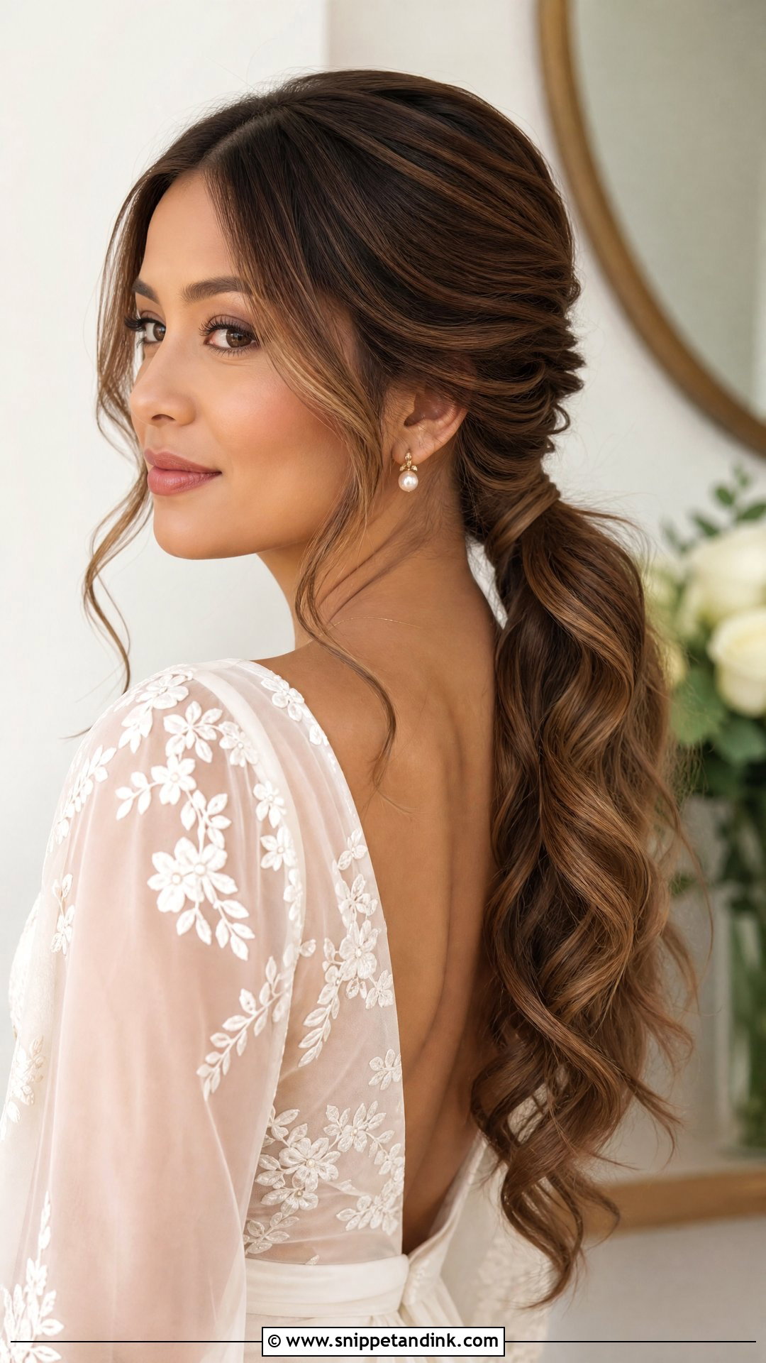 Low Ponytail Wedding Hairstyle For Long Hair - Snippet and Ink - 15 Easy Do It Yourself Long Hair Wedding Hairstyles
