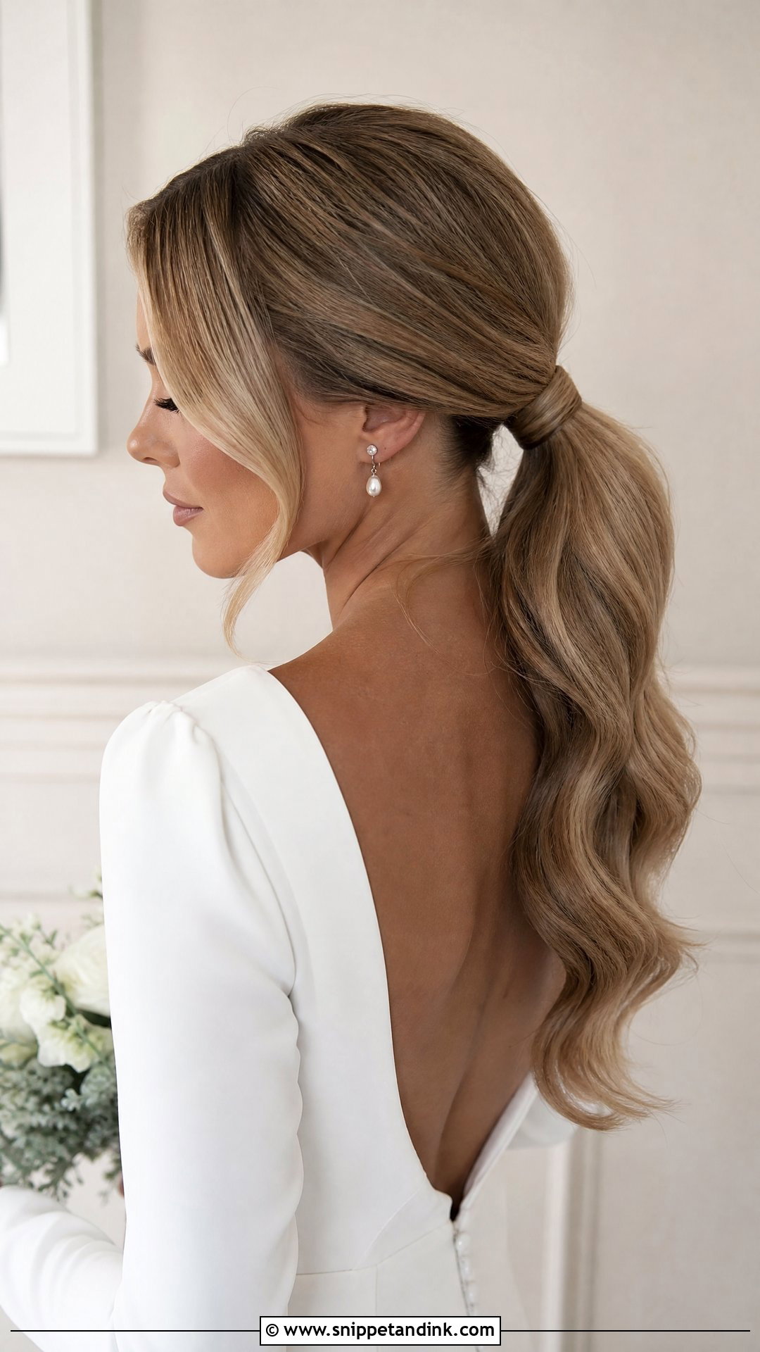 Low Ponytail Wedding Hairstyle For Thick Hair - Snippet and Ink - 20 Thick Hair Wedding Styles