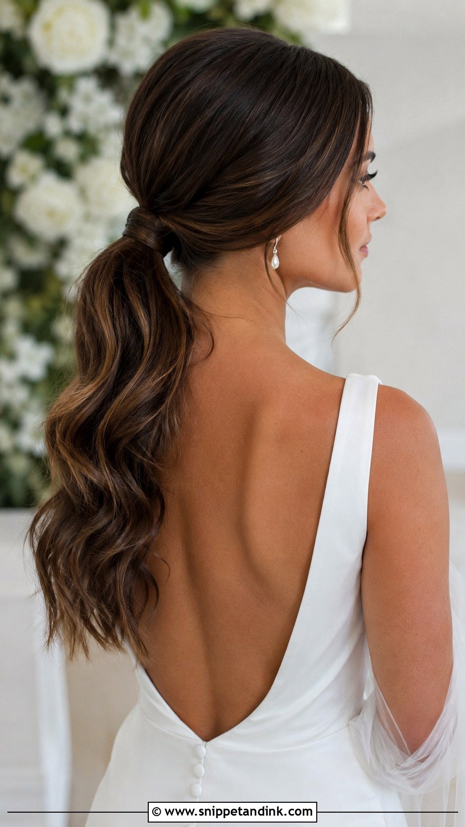Low Ponytail Wedding Hairstyle for Long Hair - Snippet and Ink - 30 Wedding Hair Styles for Long Hair