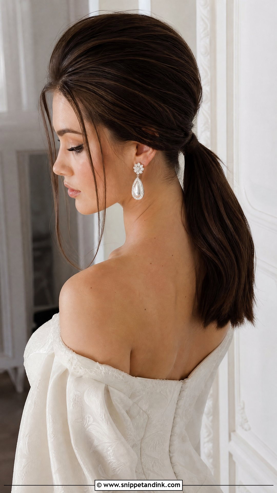 Low Ponytail With Bouffant for Brides - Snippet and Ink - 20 Wedding Low Ponytail Hairstyles