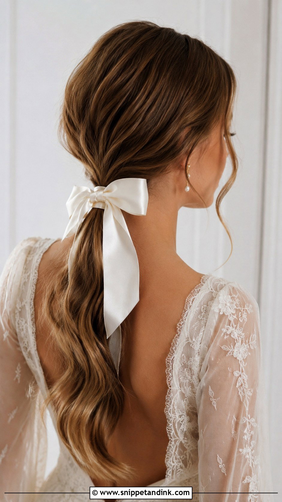Low Ponytail With Bow - Snippet and Ink - 25 Pony Hairstyles for Wedding
