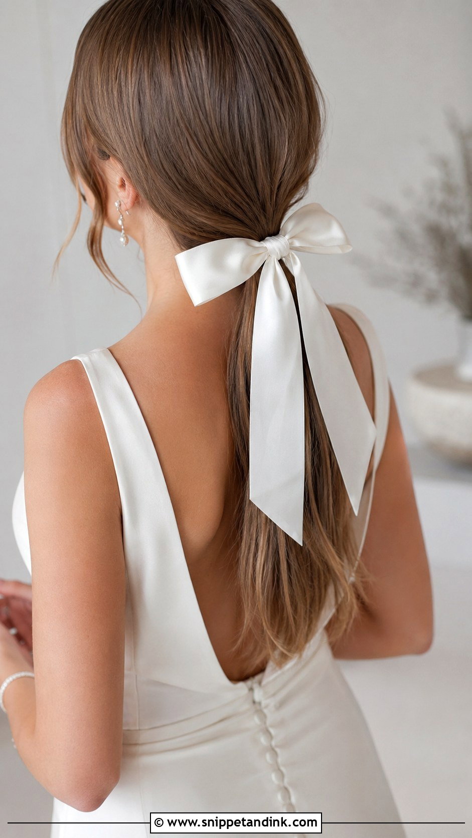 Low Ponytail With Bow for Wedding - Snippet and Ink - 20 Hair Ponytail Styles Wedding