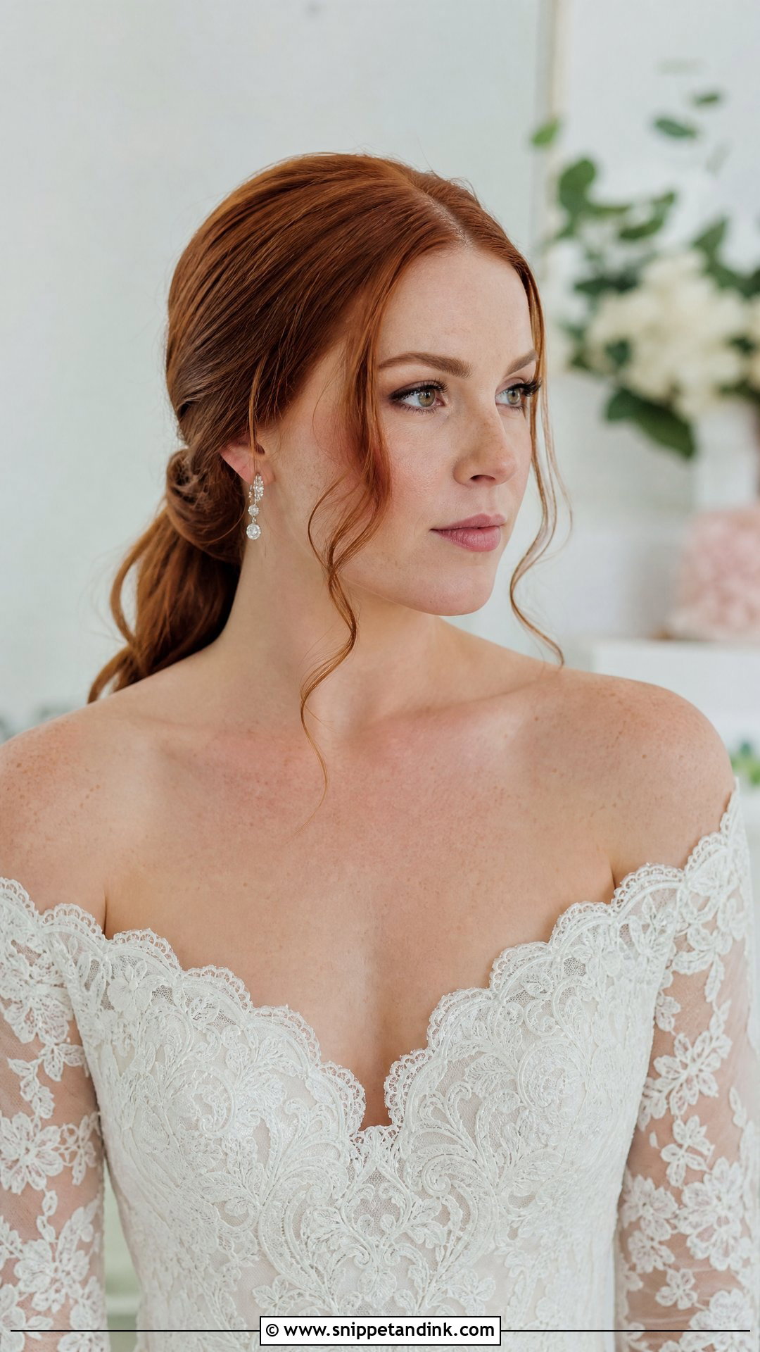 Low Ponytail With Face Framing Pieces - Snippet and Ink - 30 Elegant Ponytail Wedding Hairstyles