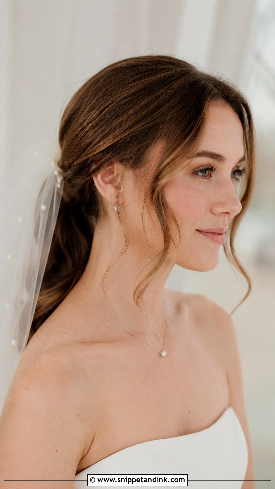 Low Ponytail With Face Framing Pieces - Snippet and Ink - 30 Pony Tailed Wedding Hairstyle Ideas