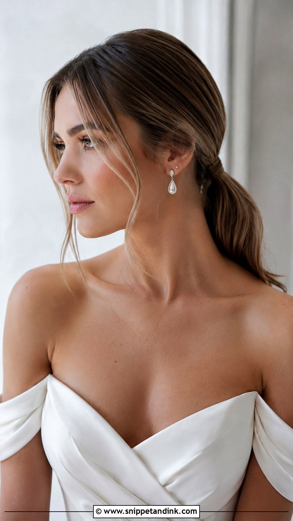 Low Ponytail With Face Framing Pieces - Snippet and Ink - 20 Low Pony Wedding Hairstyles