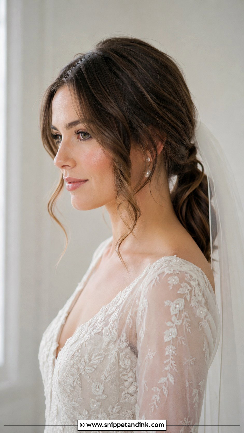 Low Ponytail With Face Framing Pieces - Snippet and Ink - 20 Pony Wedding Hairstyles