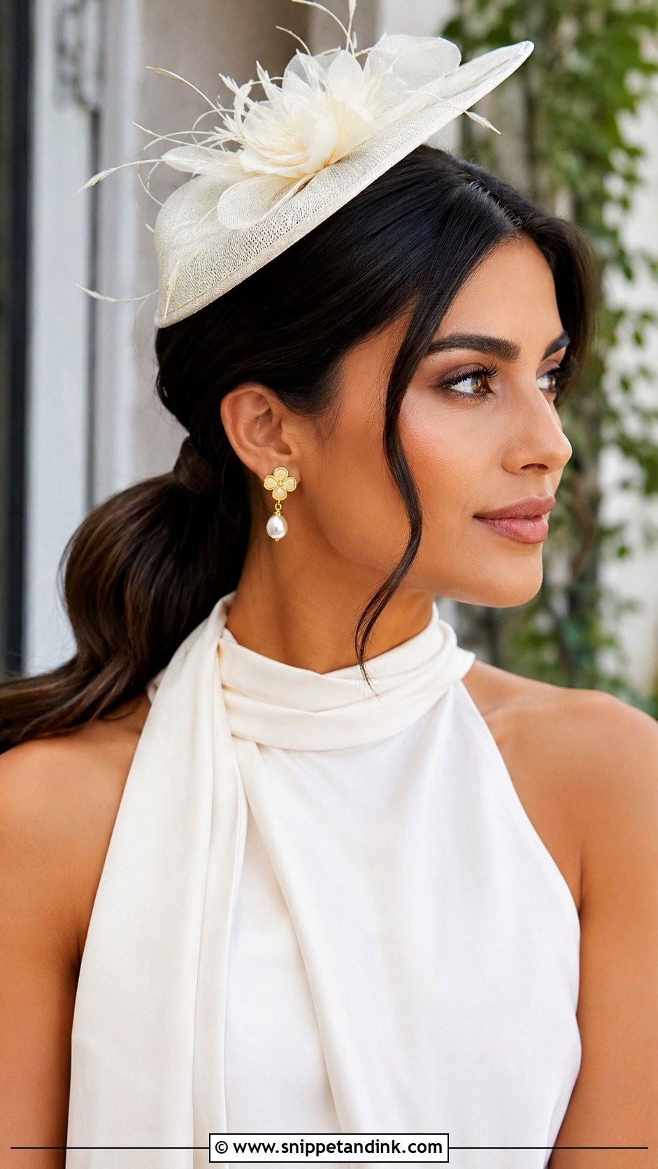 Low Ponytail With Fascinator - Snippet and Ink - 15 Wedding Guest Hair with Fascinator Ideas